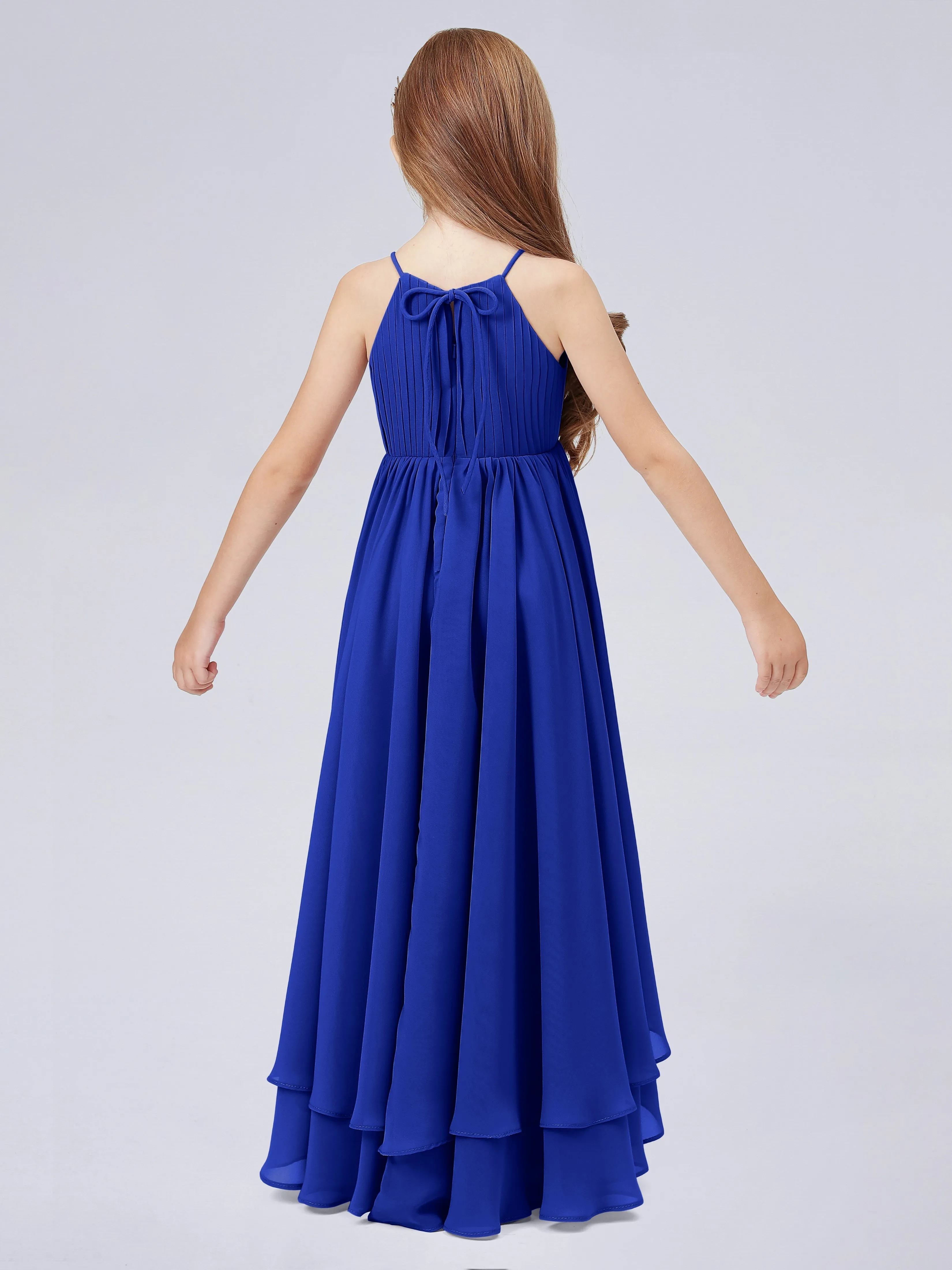 High Neck Junior Bridesmaid Dress with Cascade