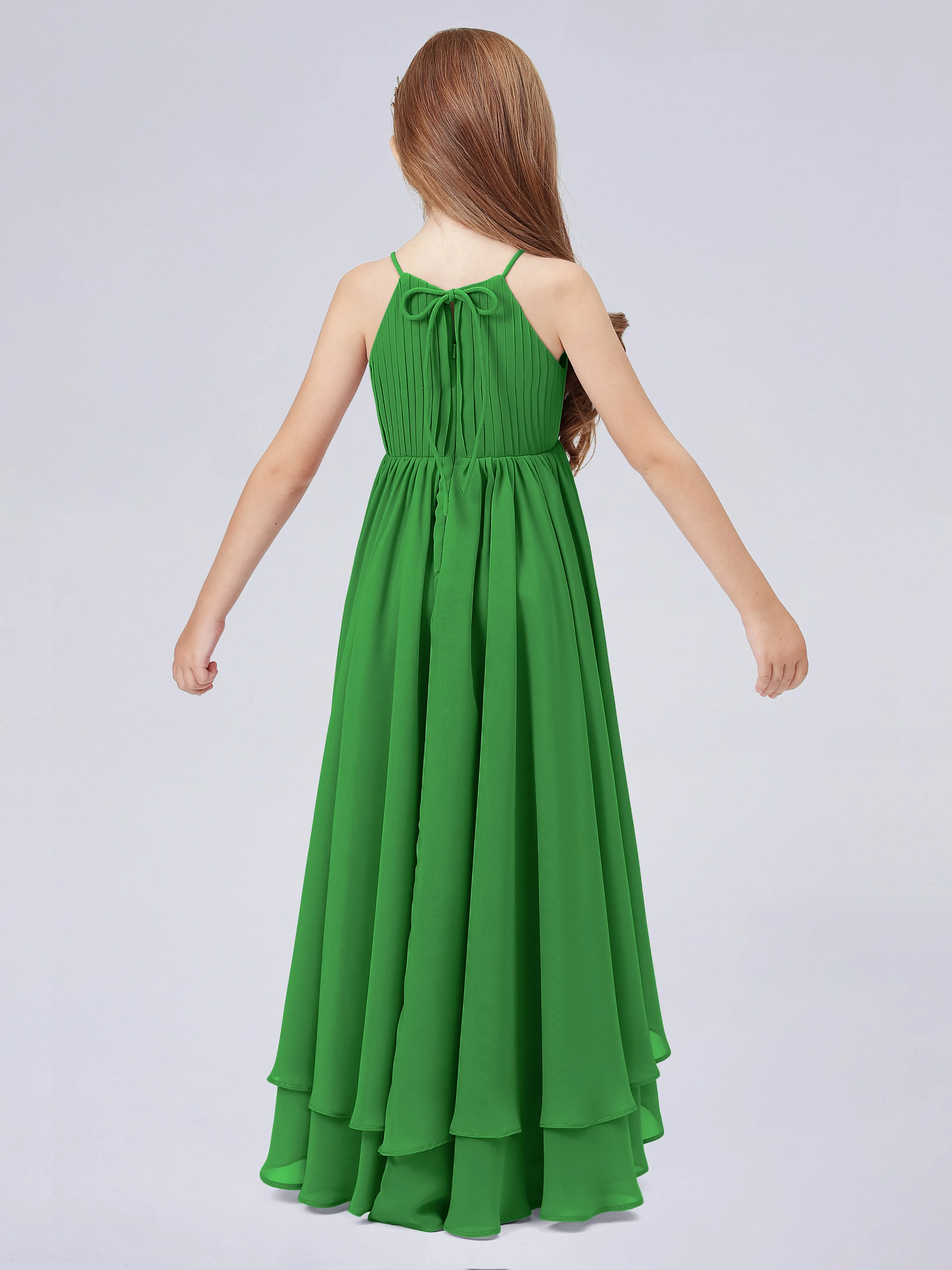 High Neck Junior Bridesmaid Dress with Cascade