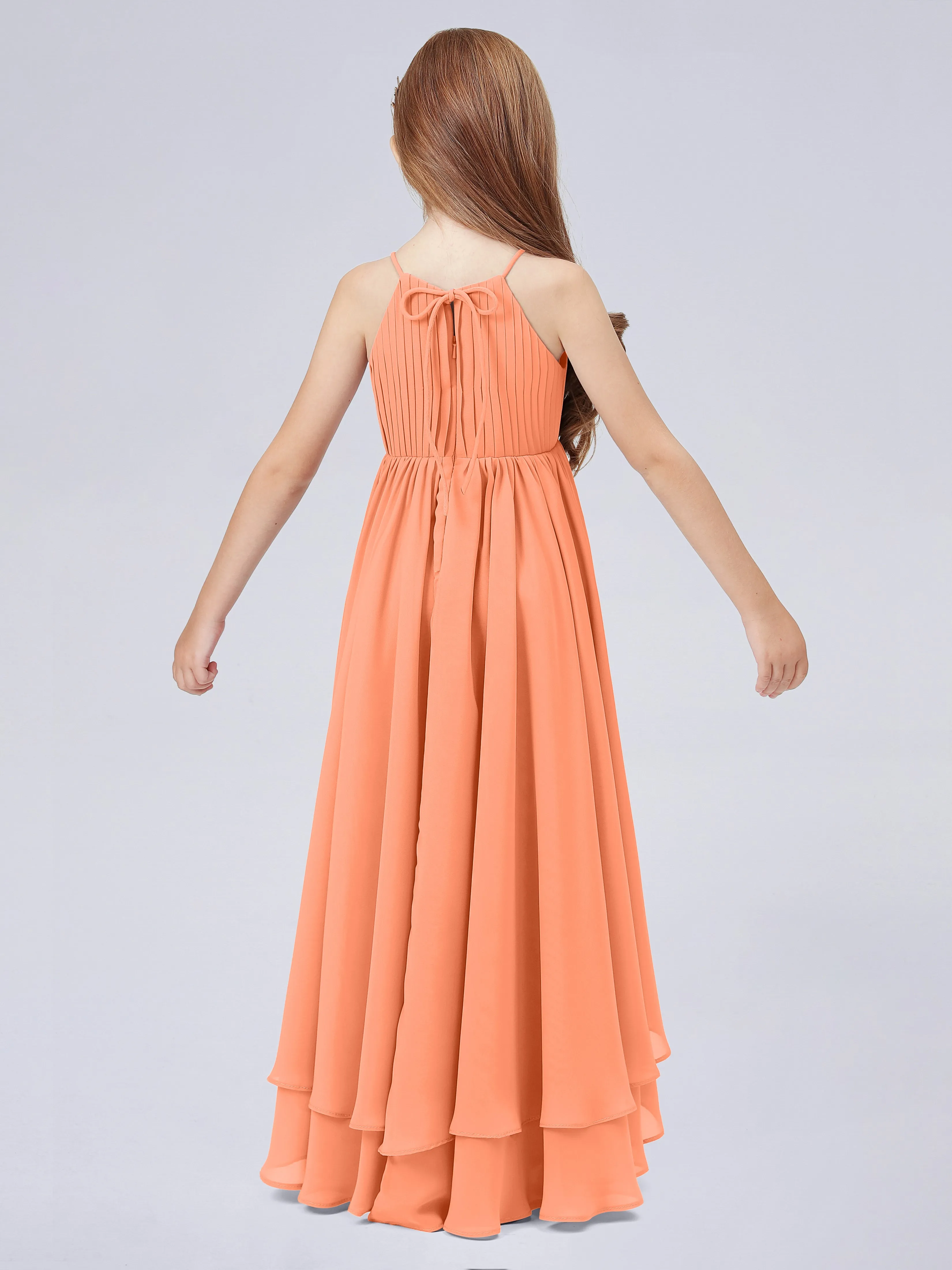 High Neck Junior Bridesmaid Dress with Cascade