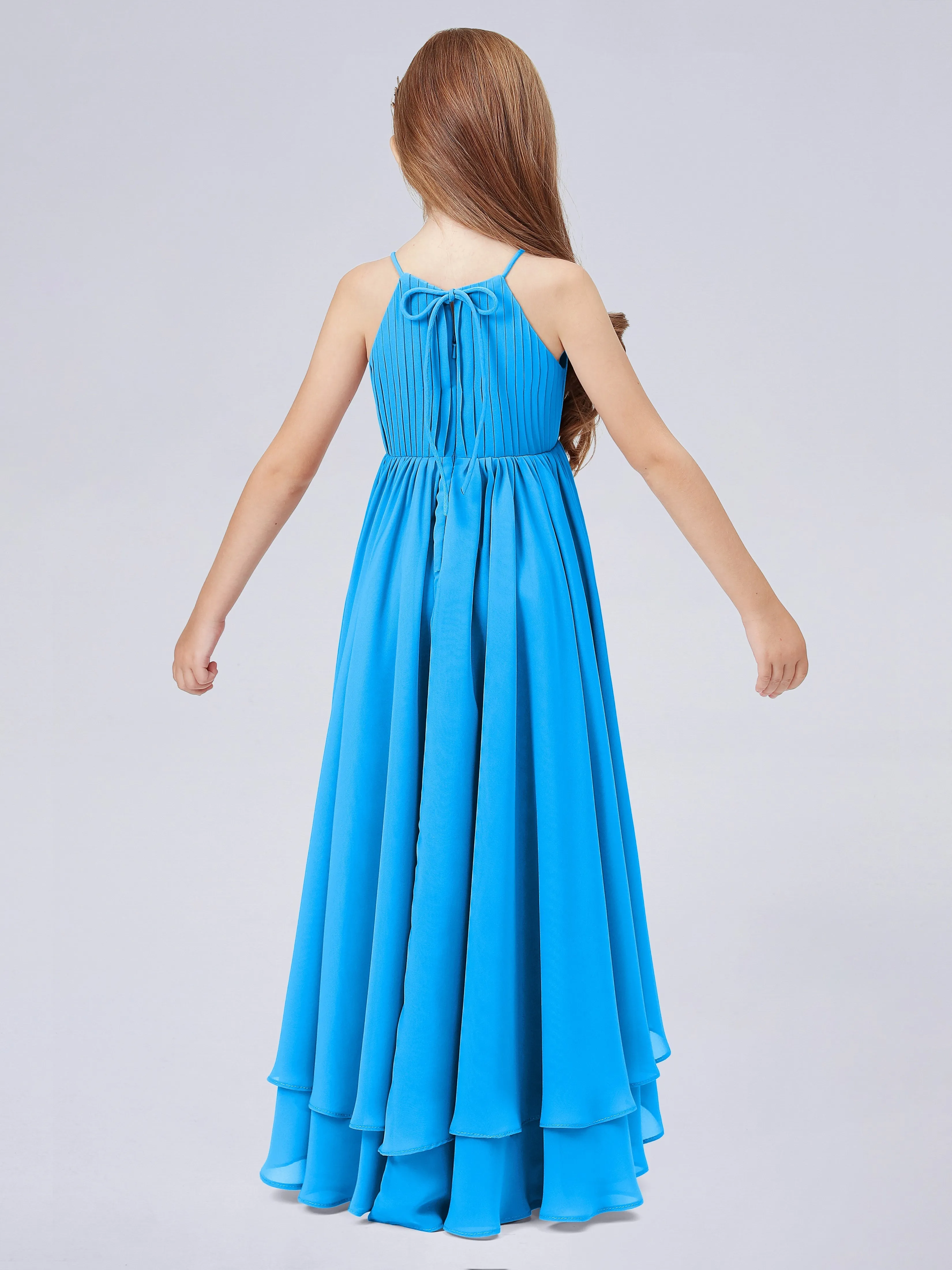 High Neck Junior Bridesmaid Dress with Cascade