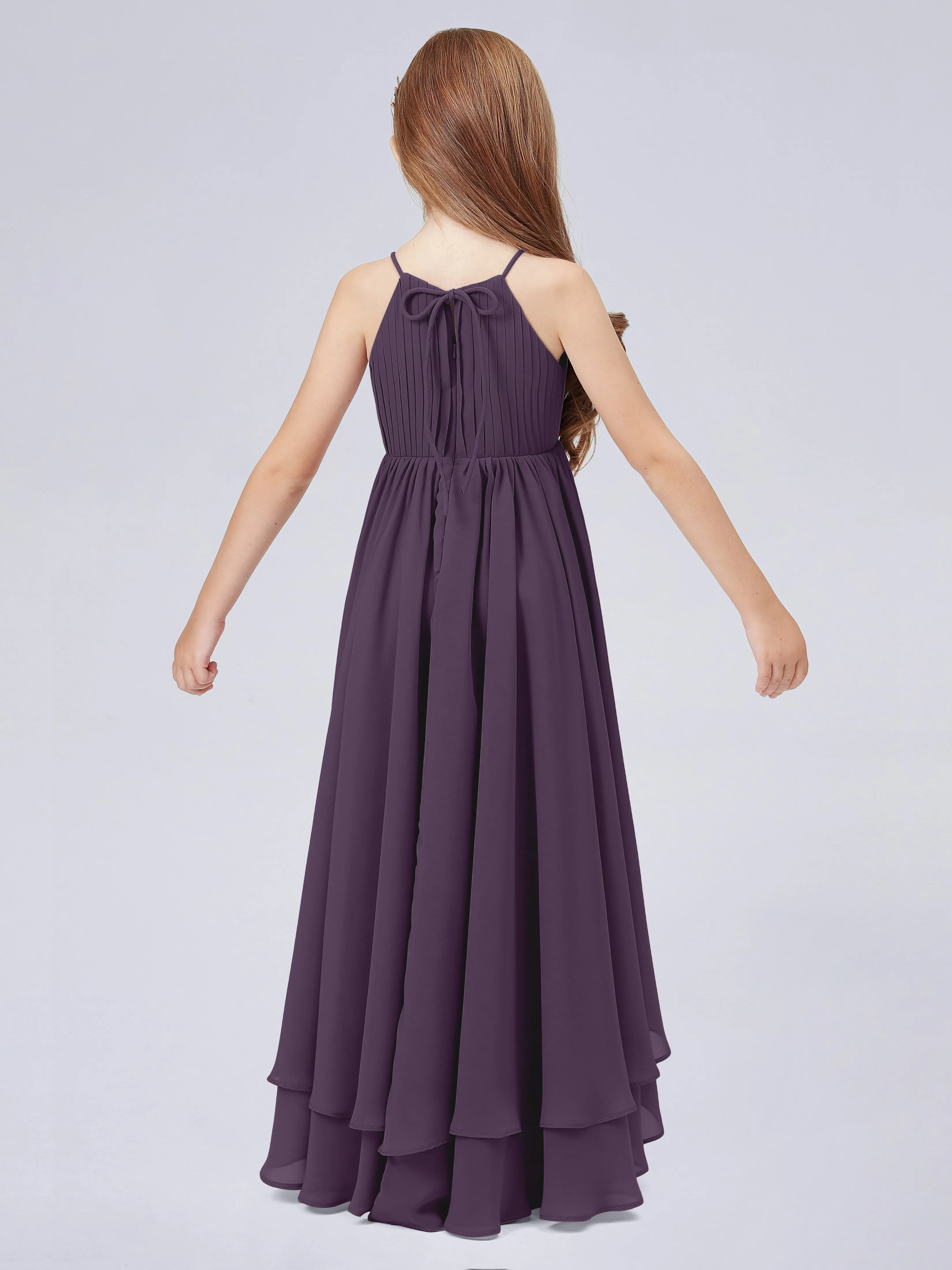 High Neck Junior Bridesmaid Dress with Cascade