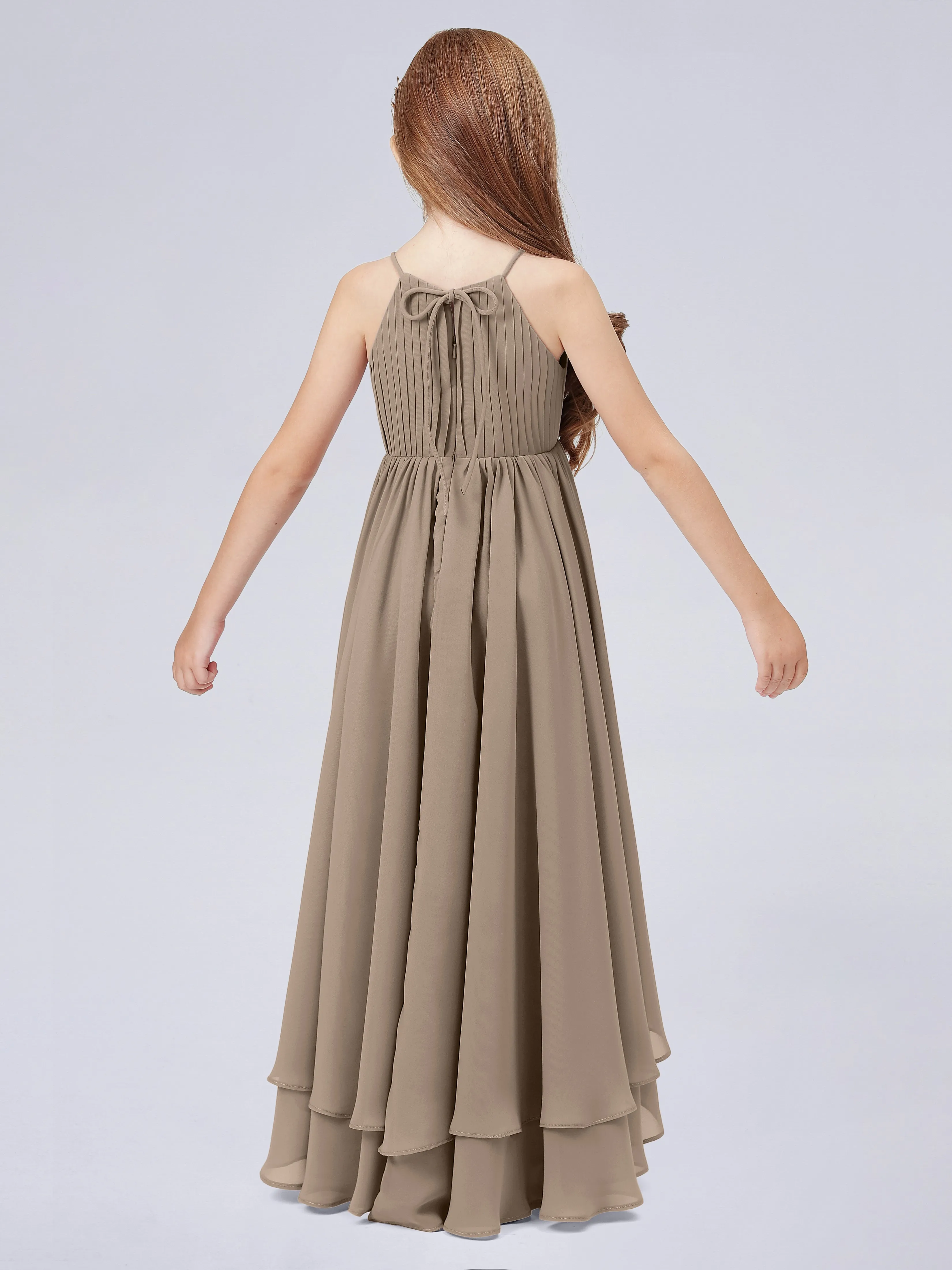 High Neck Junior Bridesmaid Dress with Cascade