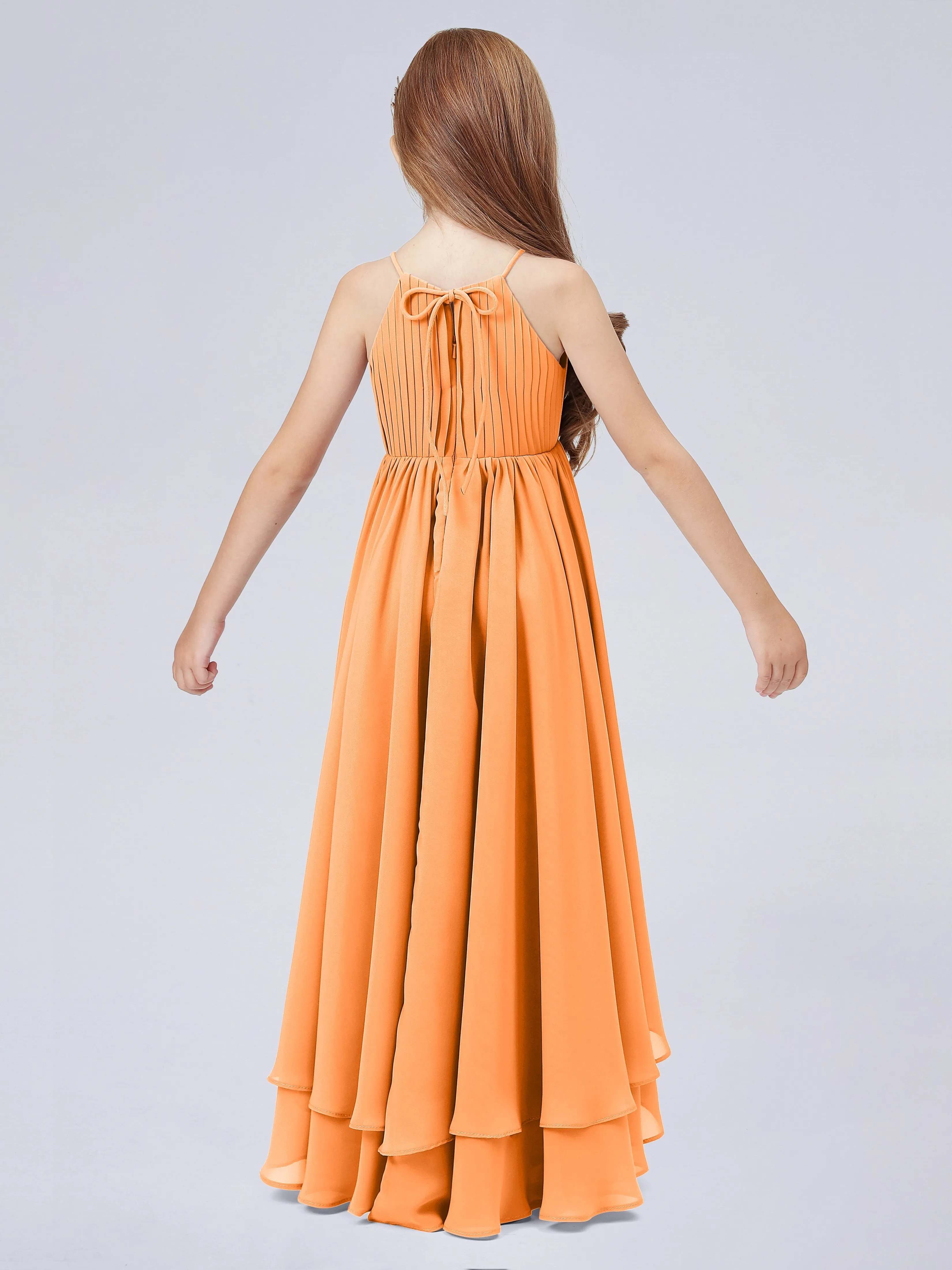 High Neck Junior Bridesmaid Dress with Cascade