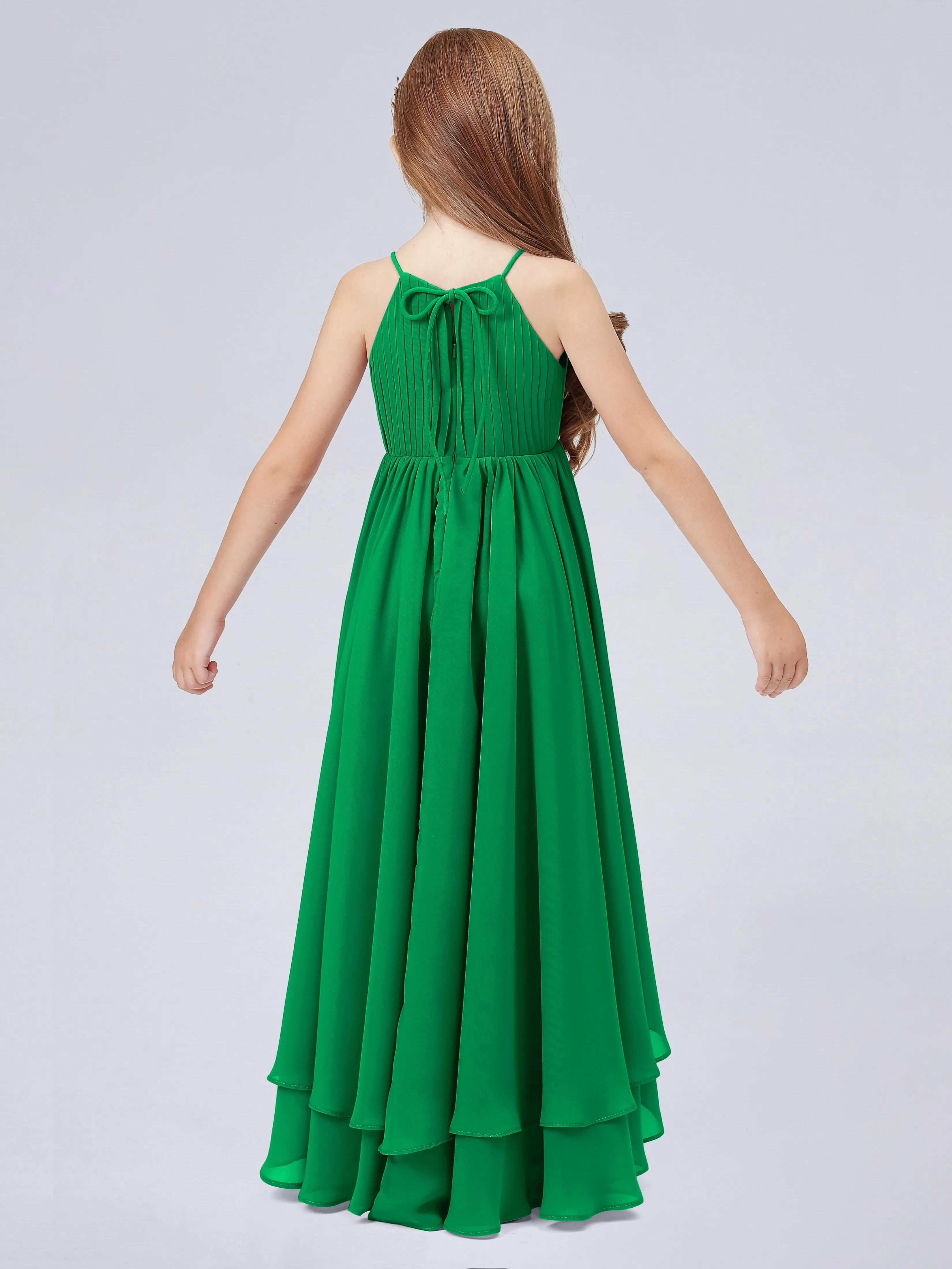 High Neck Junior Bridesmaid Dress with Cascade