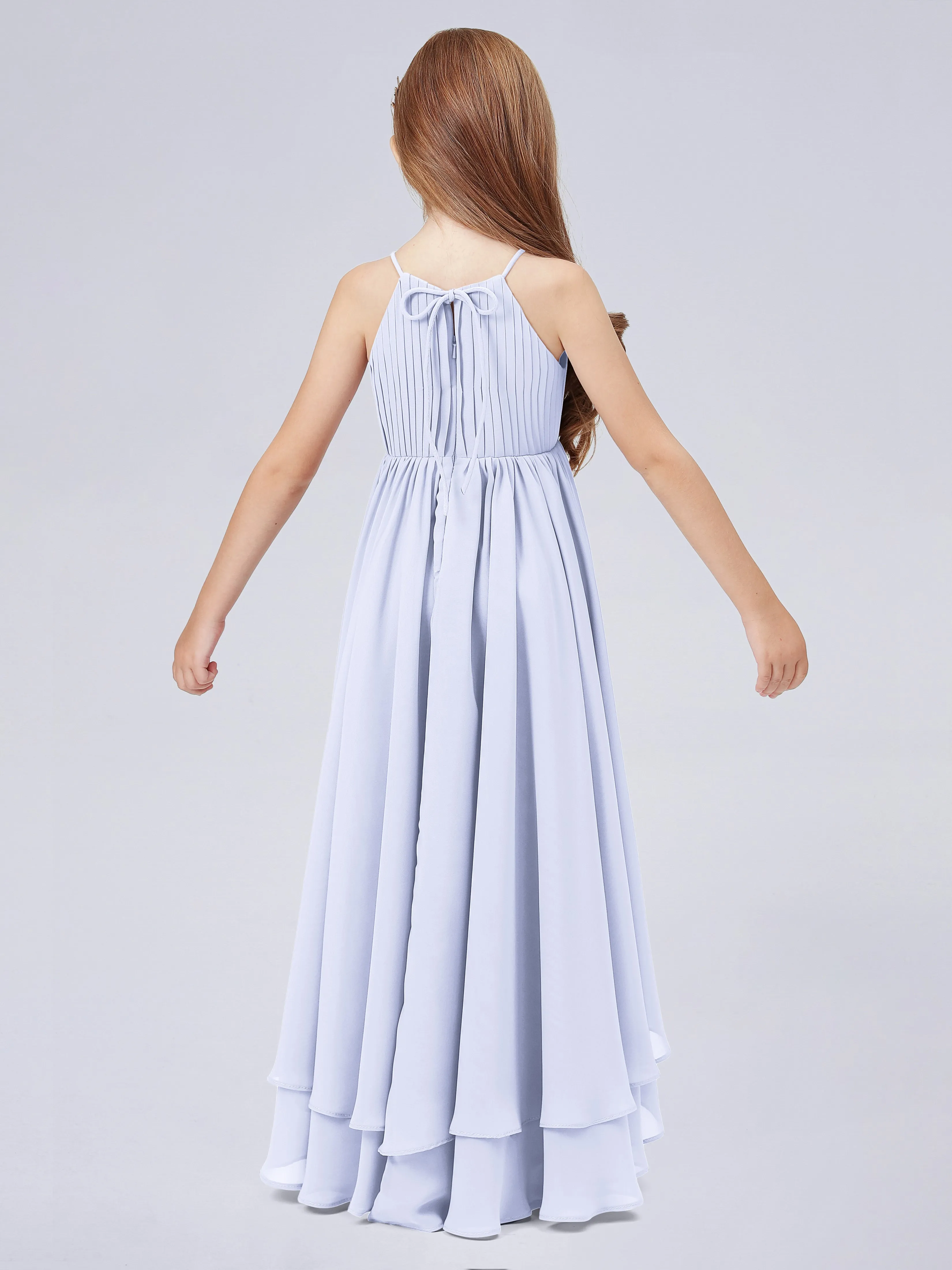 High Neck Junior Bridesmaid Dress with Cascade