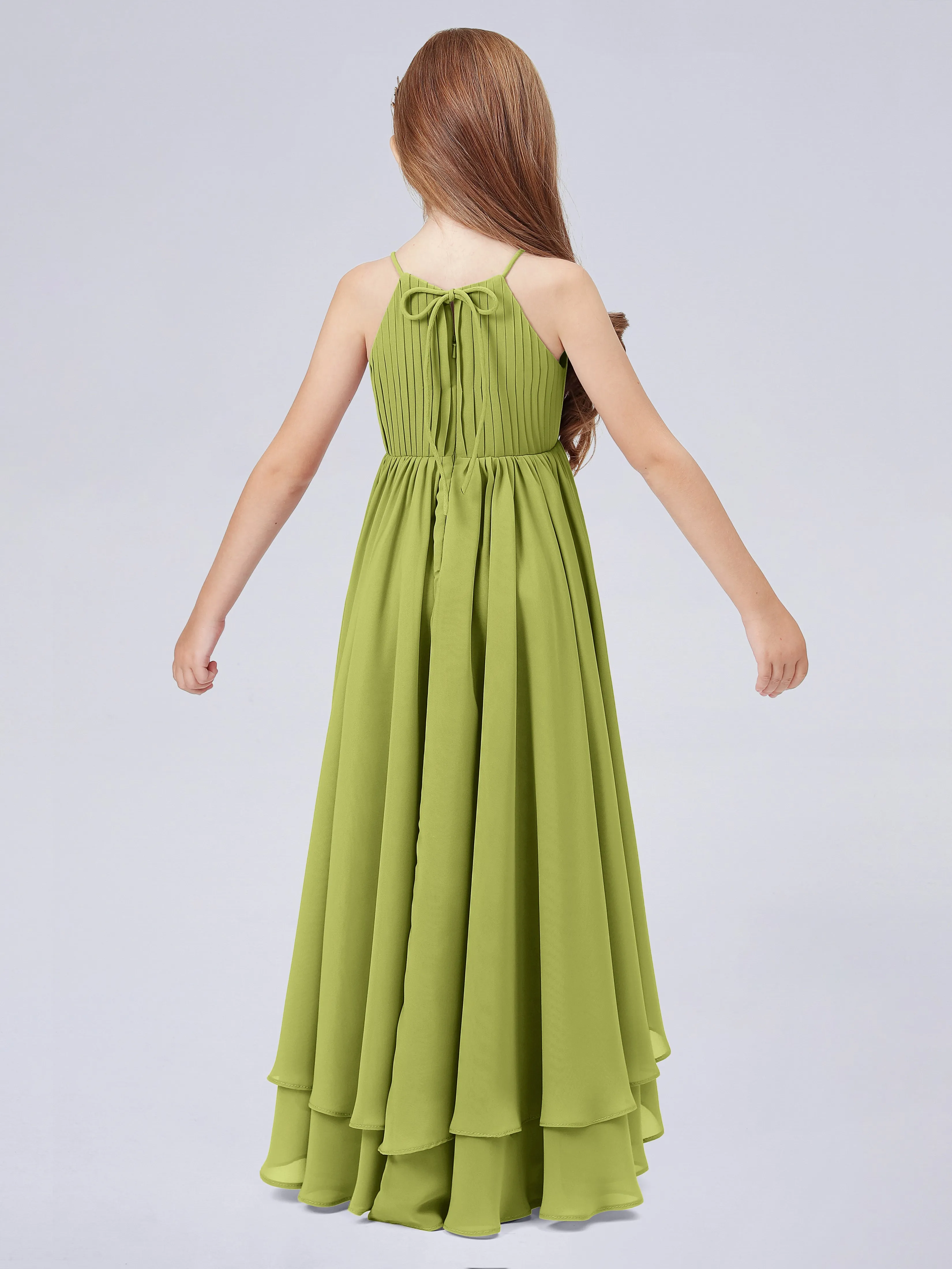 High Neck Junior Bridesmaid Dress with Cascade