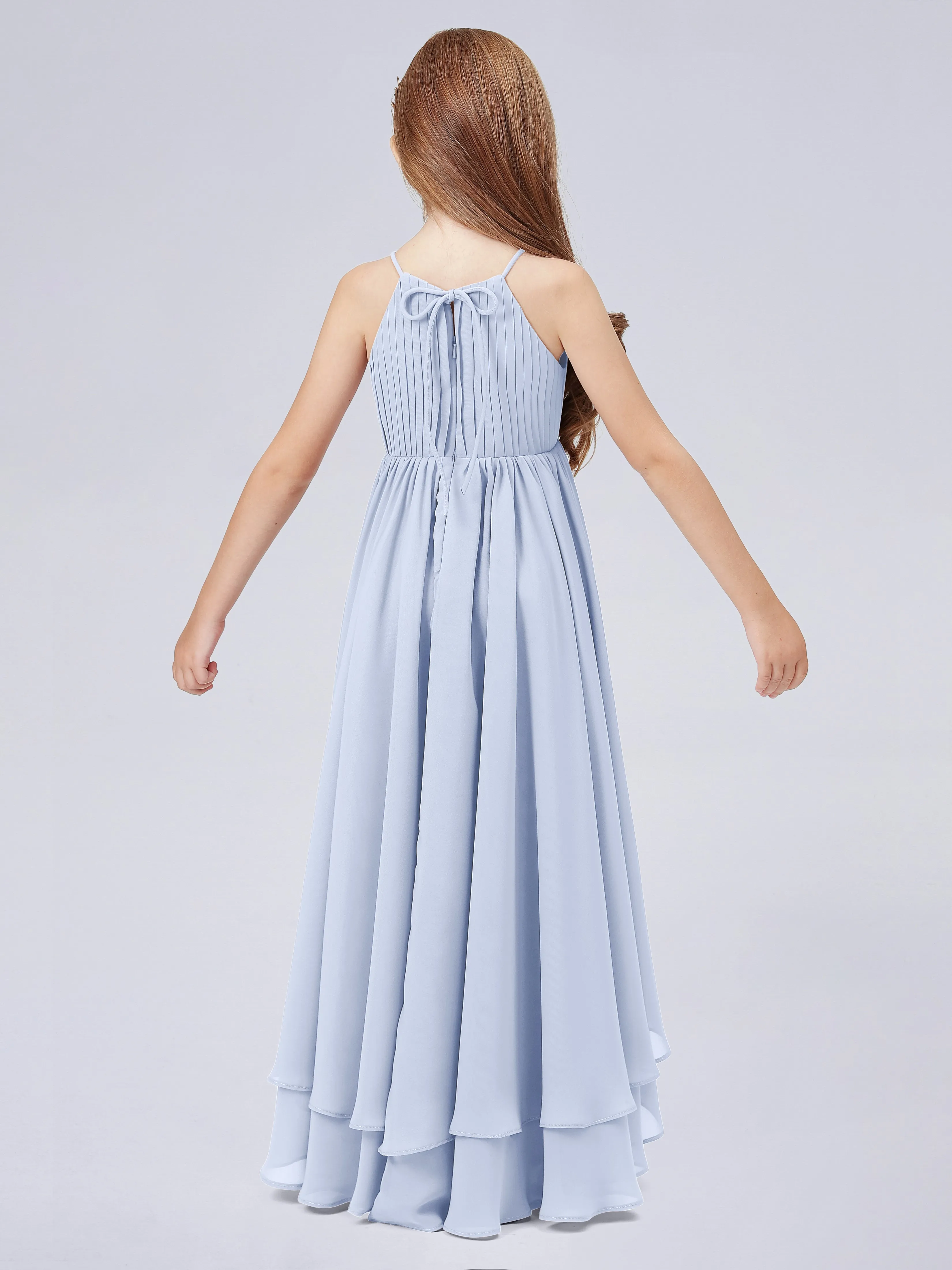 High Neck Junior Bridesmaid Dress with Cascade