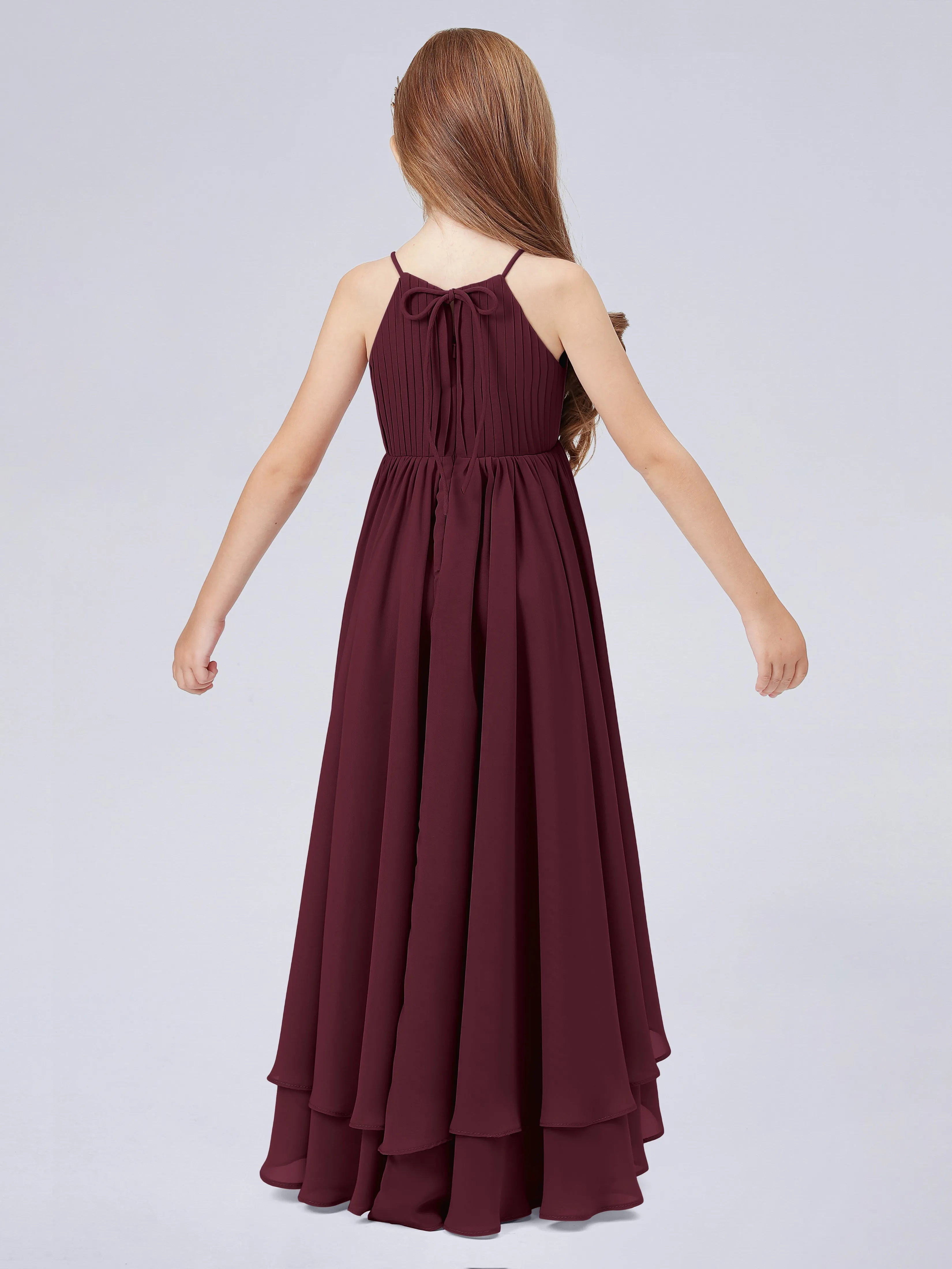 High Neck Junior Bridesmaid Dress with Cascade