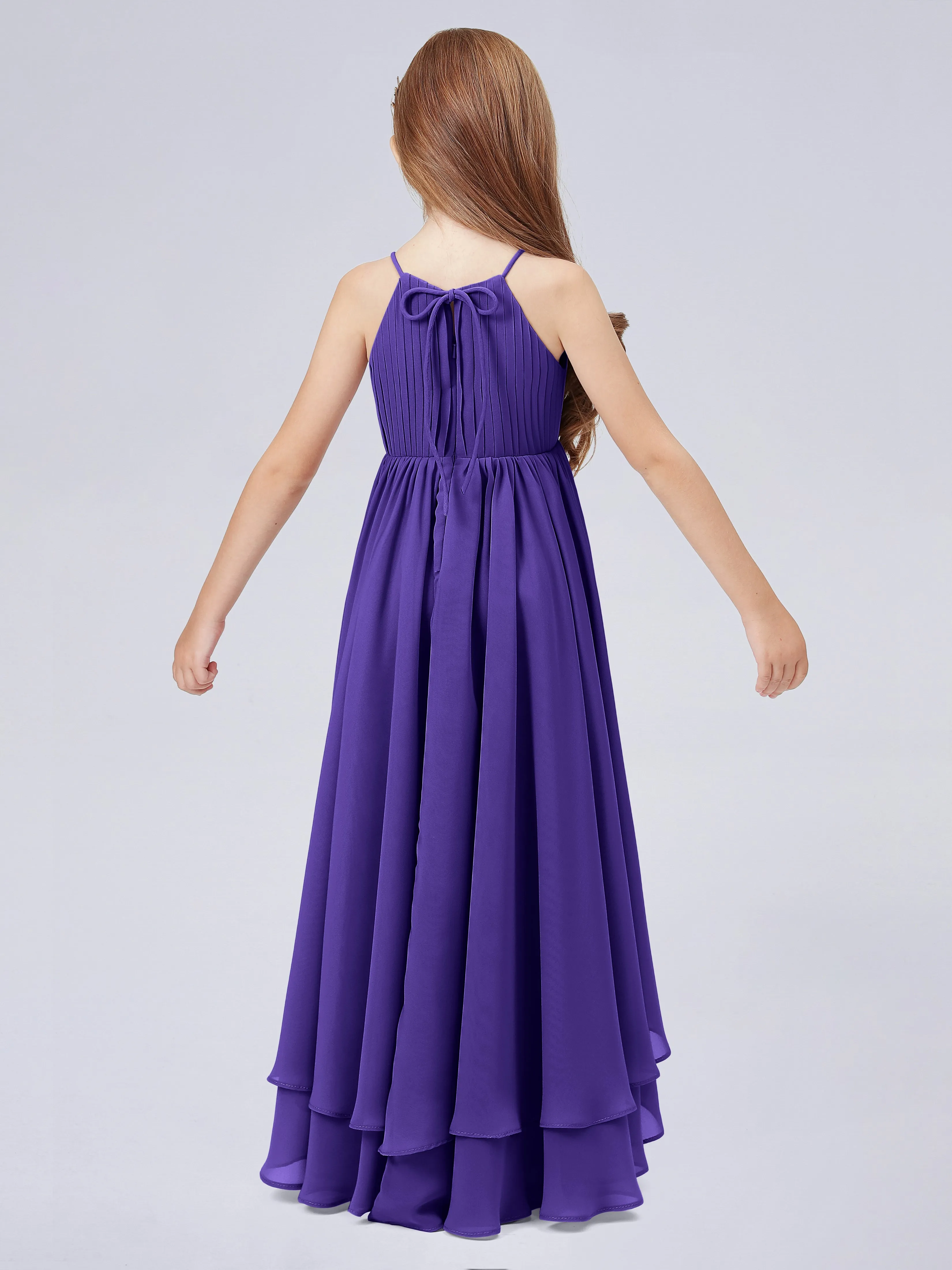 High Neck Junior Bridesmaid Dress with Cascade