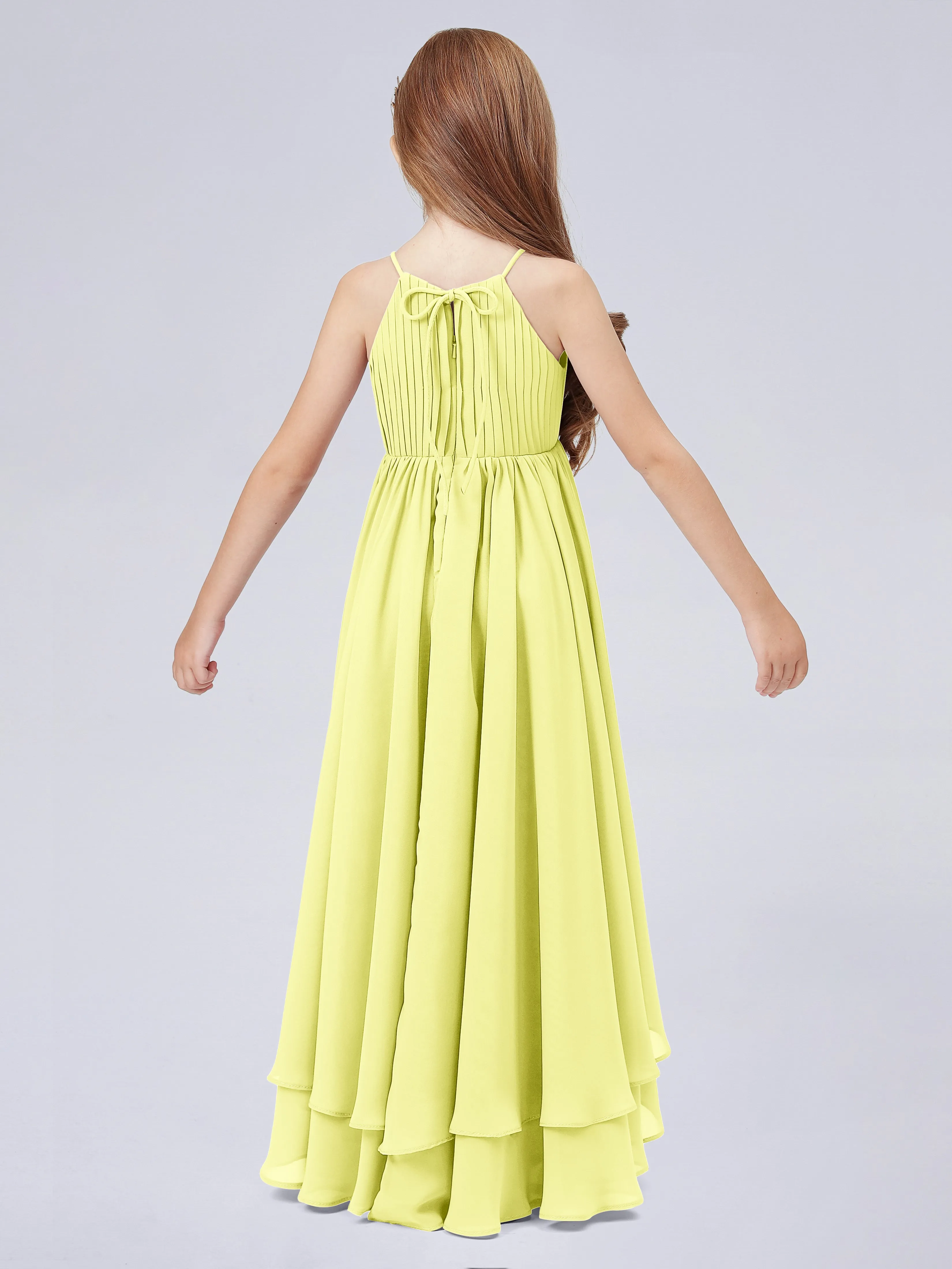 High Neck Junior Bridesmaid Dress with Cascade