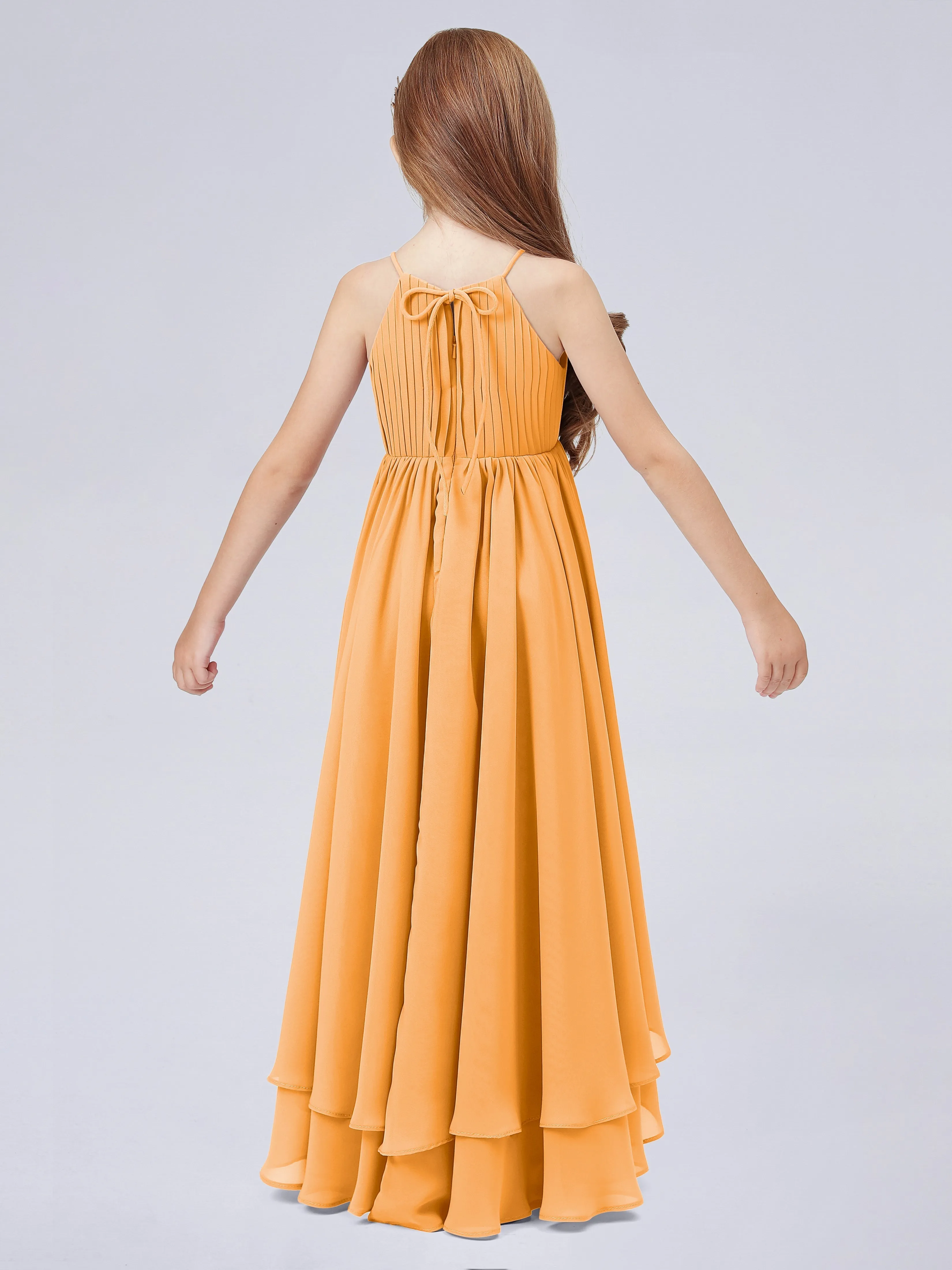 High Neck Junior Bridesmaid Dress with Cascade