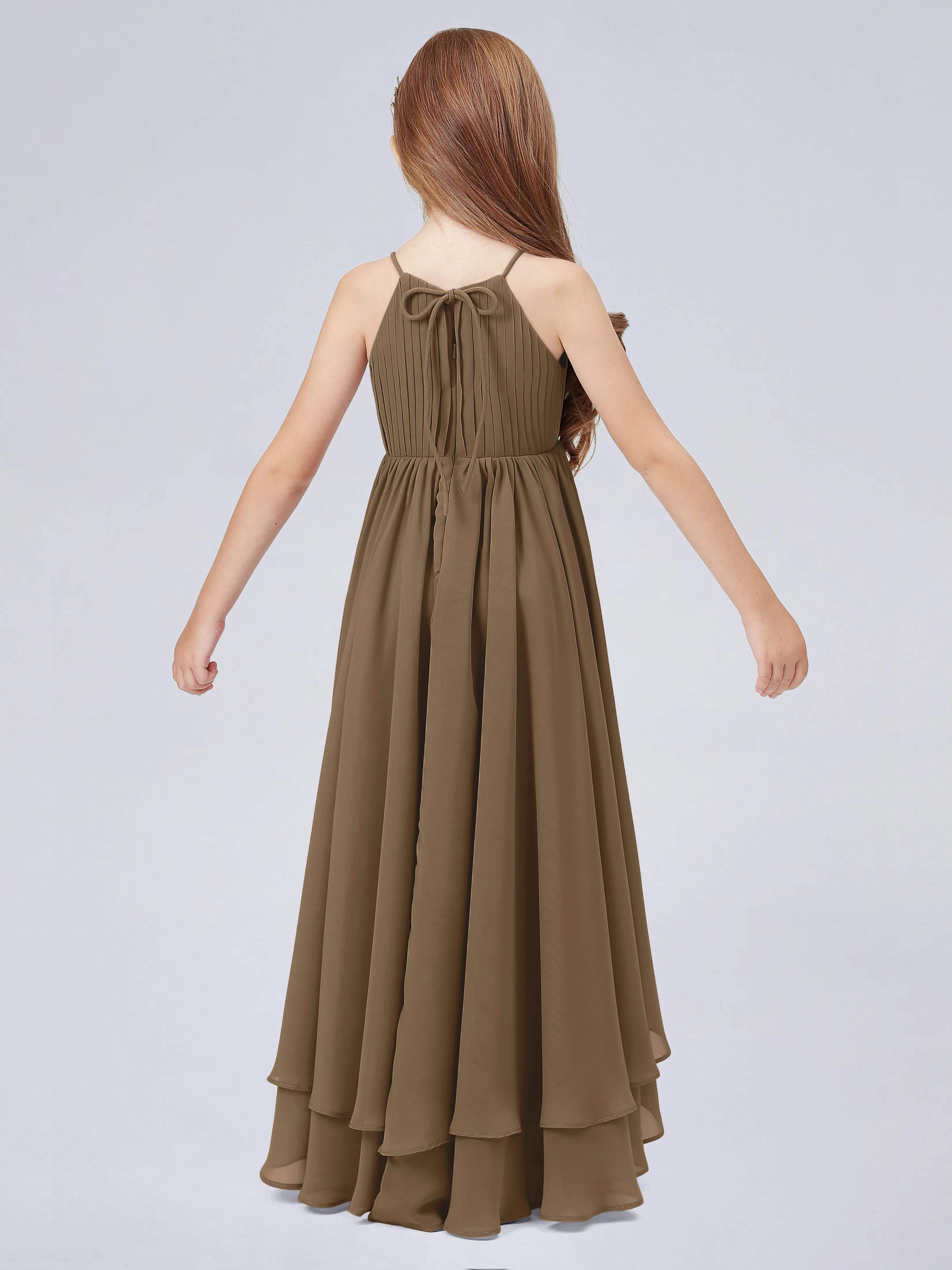 High Neck Junior Bridesmaid Dress with Cascade