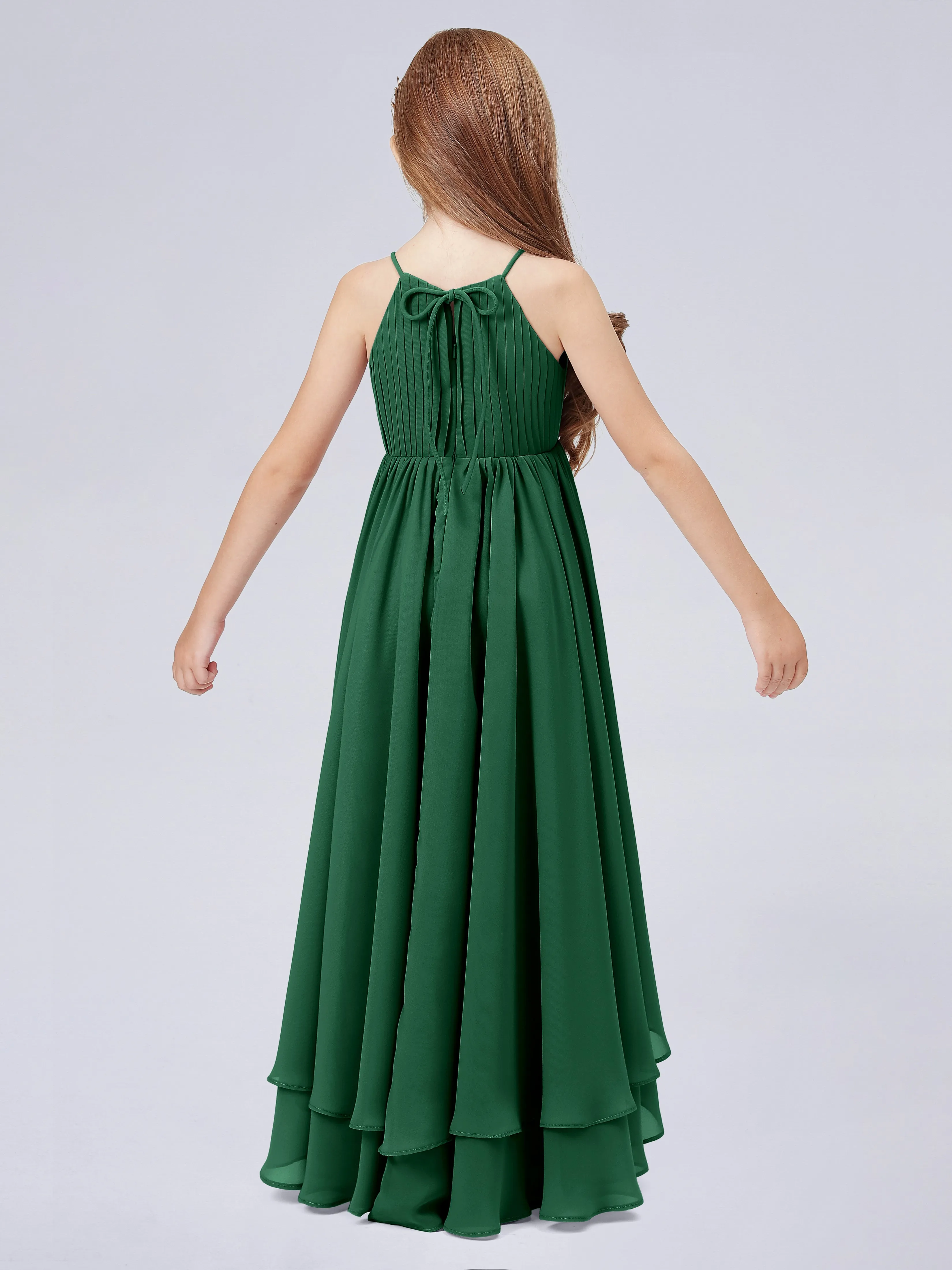 High Neck Junior Bridesmaid Dress with Cascade