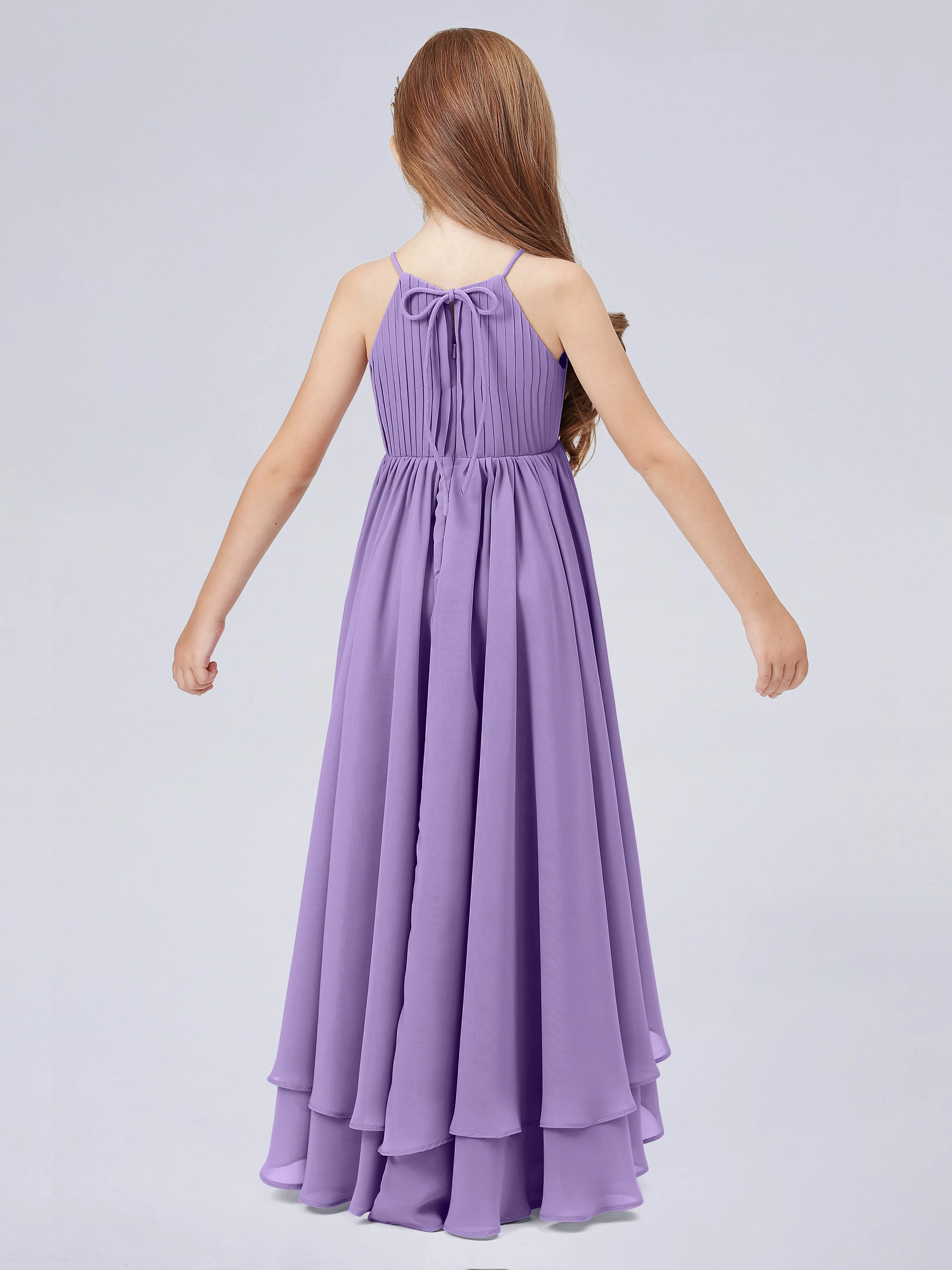 High Neck Junior Bridesmaid Dress with Cascade