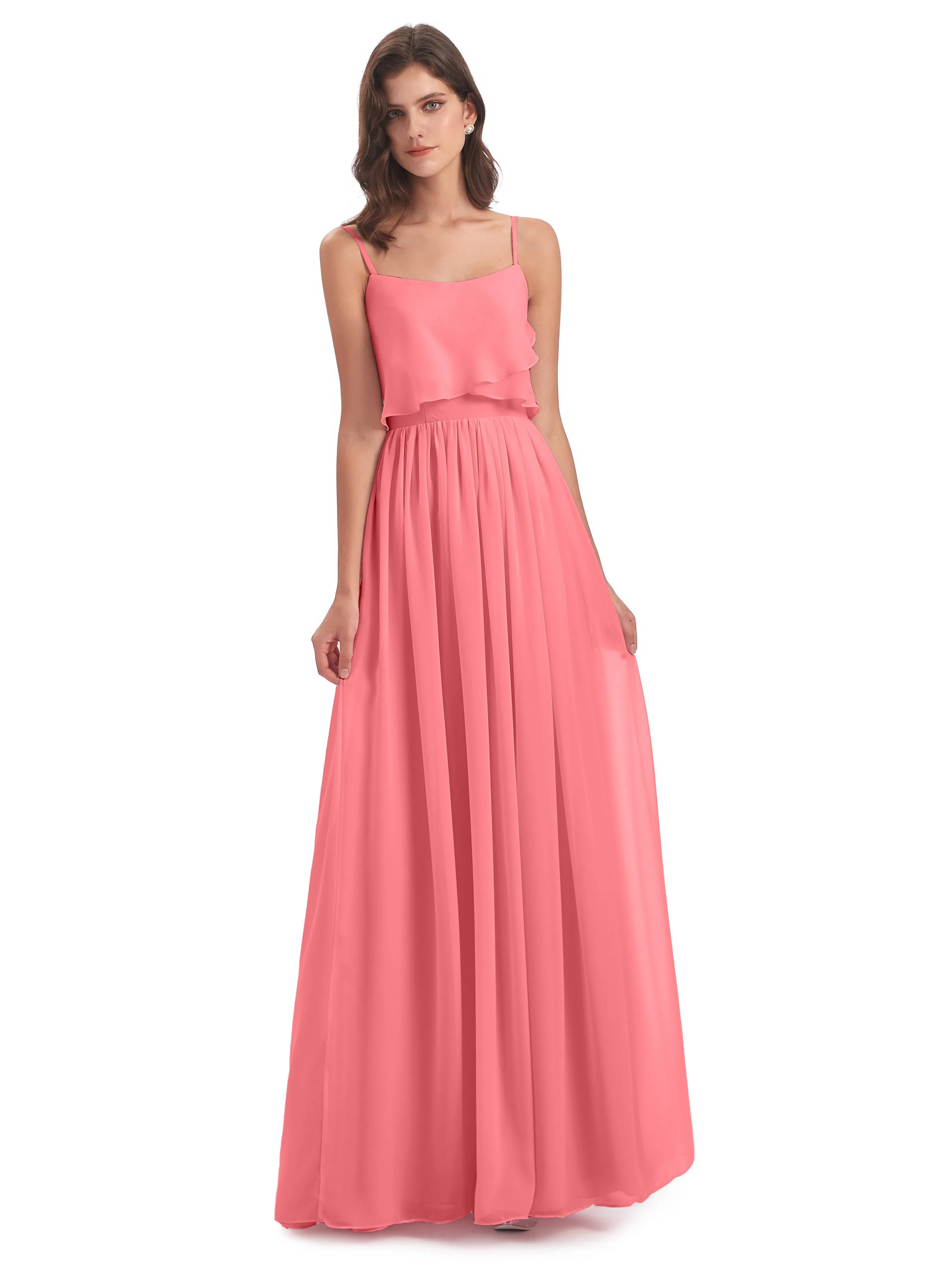 Holly A-line Long Best Chiffon Bridesmaid Dresses