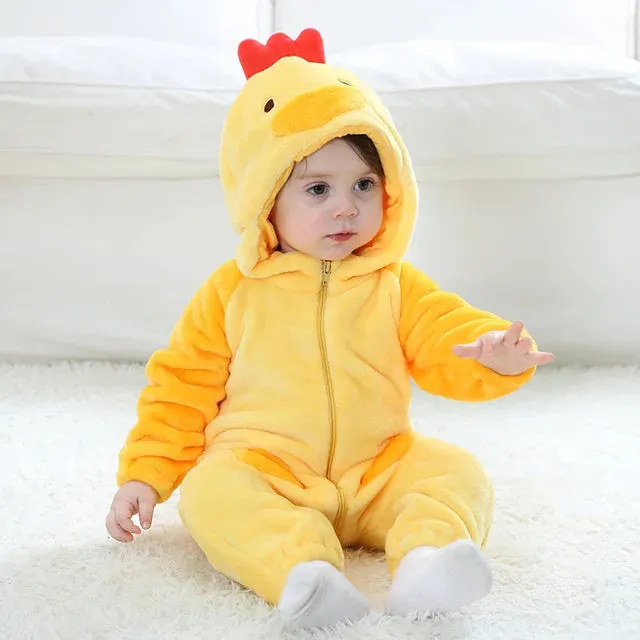 Infant Toddler Rabbit Dog Lion Tiger Dinosaur Costumes Baby Boys Girls Kigurumi Cartoon Animal Romper Halloween Purim