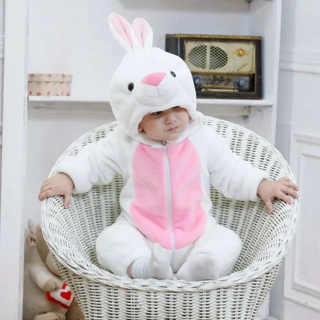 Infant Toddler Rabbit Dog Lion Tiger Dinosaur Costumes Baby Boys Girls Kigurumi Cartoon Animal Romper Halloween Purim