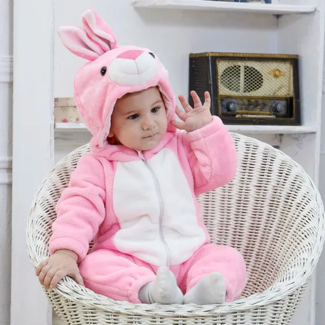 Infant Toddler Rabbit Dog Lion Tiger Dinosaur Costumes Baby Boys Girls Kigurumi Cartoon Animal Romper Halloween Purim