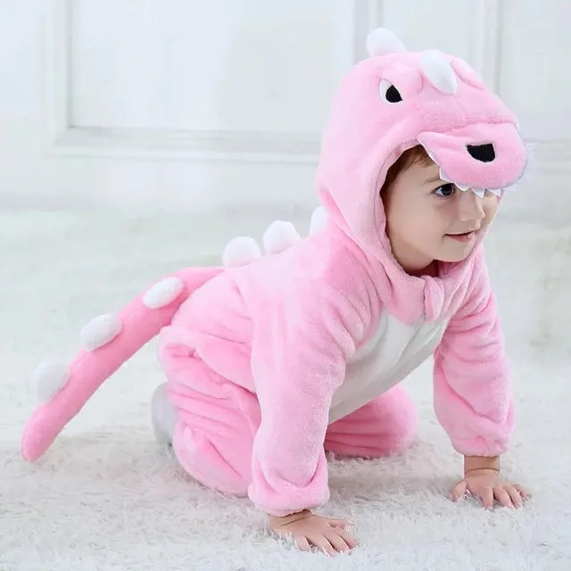 Infant Toddler Rabbit Dog Lion Tiger Dinosaur Costumes Baby Boys Girls Kigurumi Cartoon Animal Romper Halloween Purim