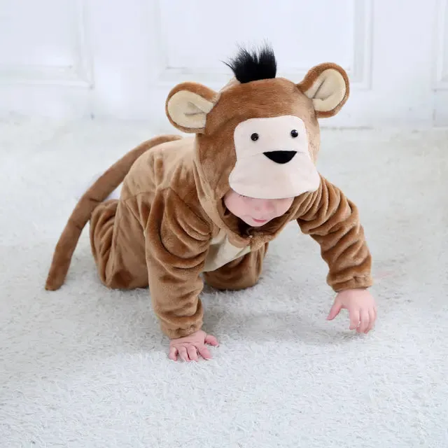 Infant Toddler Rabbit Dog Lion Tiger Dinosaur Costumes Baby Boys Girls Kigurumi Cartoon Animal Romper Halloween Purim