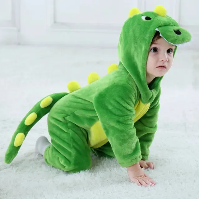 Infant Toddler Rabbit Dog Lion Tiger Dinosaur Costumes Baby Boys Girls Kigurumi Cartoon Animal Romper Halloween Purim