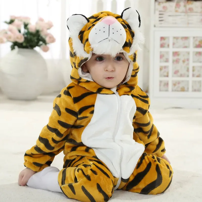 Infant Toddler Rabbit Dog Lion Tiger Dinosaur Costumes Baby Boys Girls Kigurumi Cartoon Animal Romper Halloween Purim