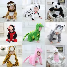 Infant Toddler Rabbit Dog Lion Tiger Dinosaur Costumes Baby Boys Girls Kigurumi Cartoon Animal Romper Halloween Purim