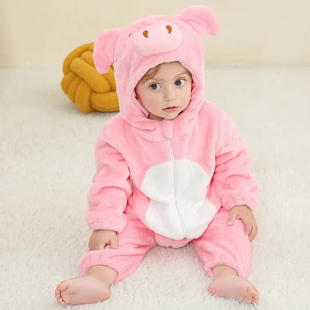 Infant Toddler Rabbit Dog Lion Tiger Dinosaur Costumes Baby Boys Girls Kigurumi Cartoon Animal Romper Halloween Purim