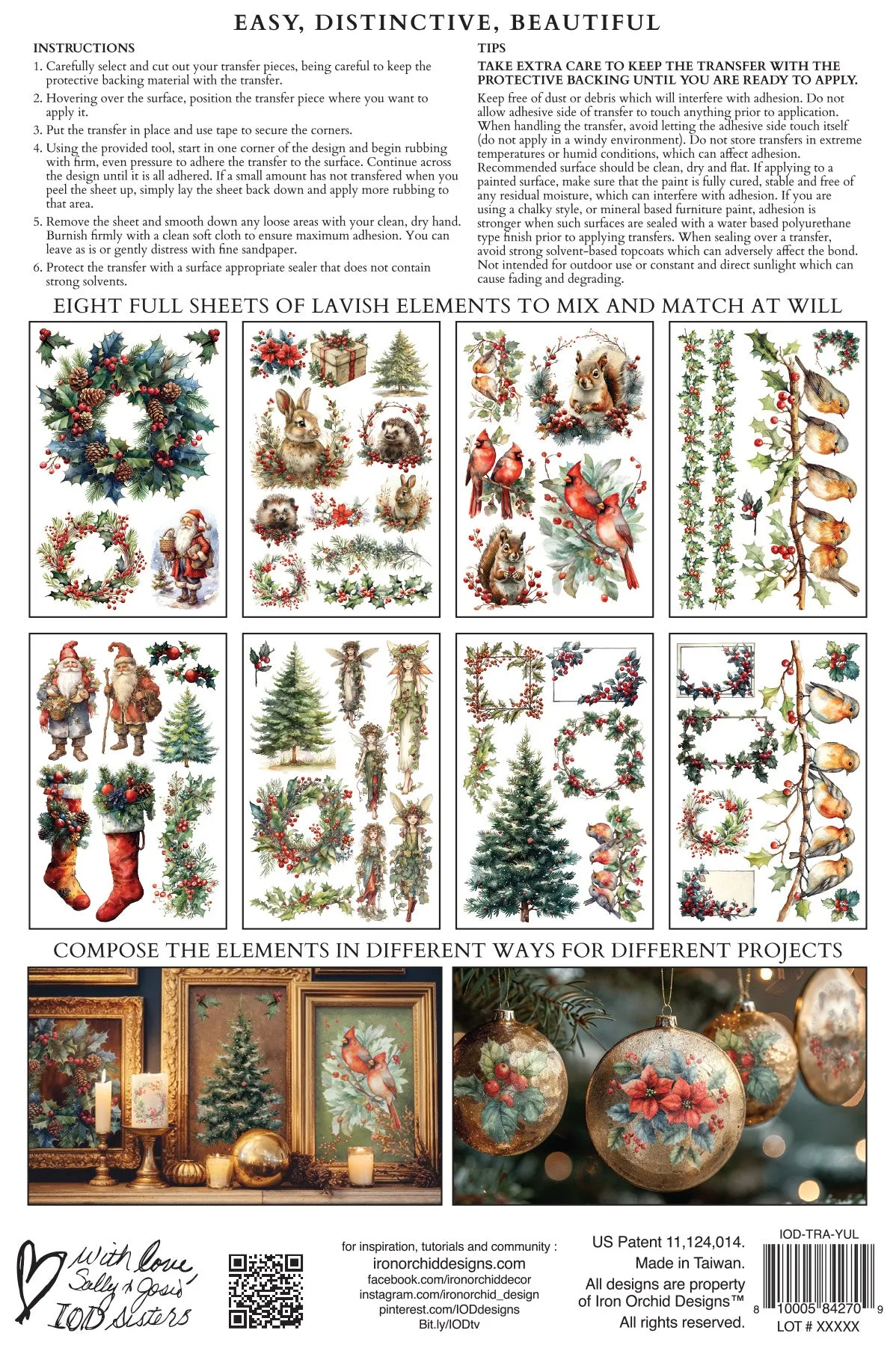 IOD - Yuletide Transfer (8"x12" pad - 8 Sheets) *NEW* 2024 Holiday Release *Limited Edition*