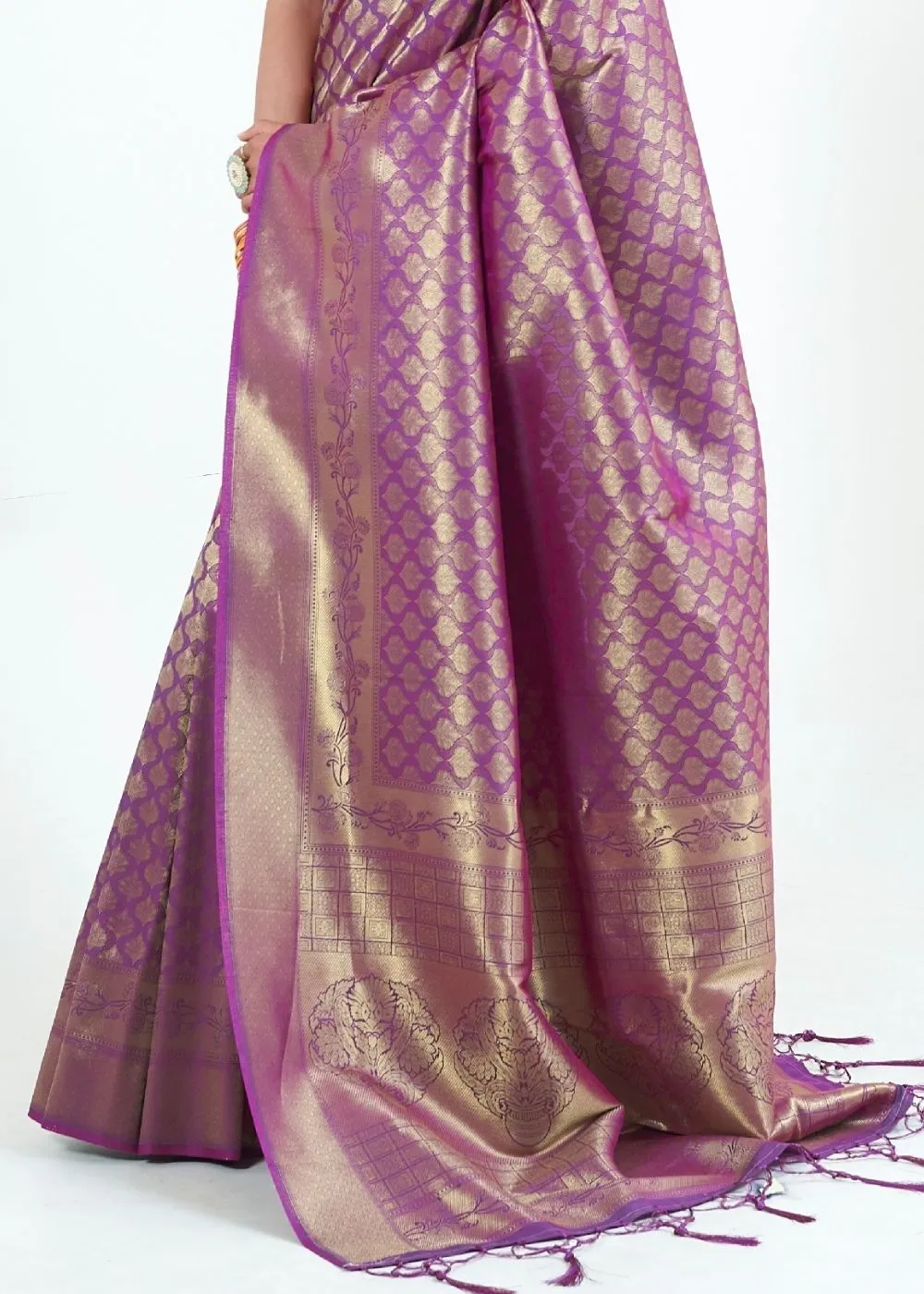 Irish Purple Woven Kanjivaram Silk Saree : Limited Edition