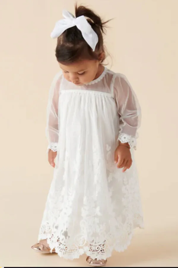 Isabella Lace Christening Dress - Ivory