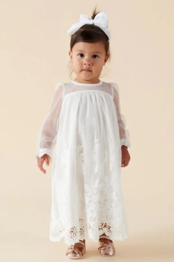 Isabella Lace Christening Dress - Ivory