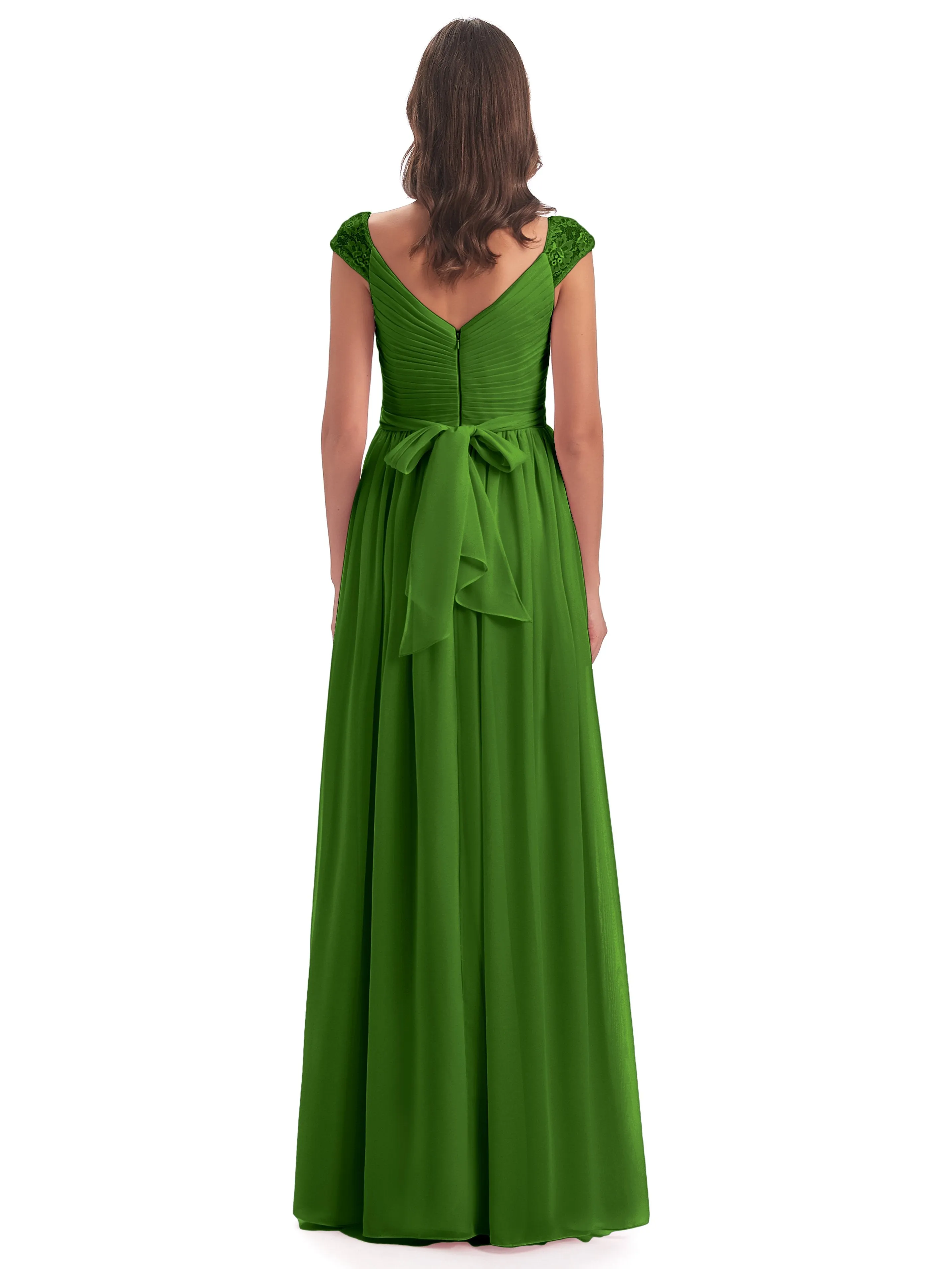 Ivy Charming Cap Sleeves Floor Length Bridesmaid Dresses