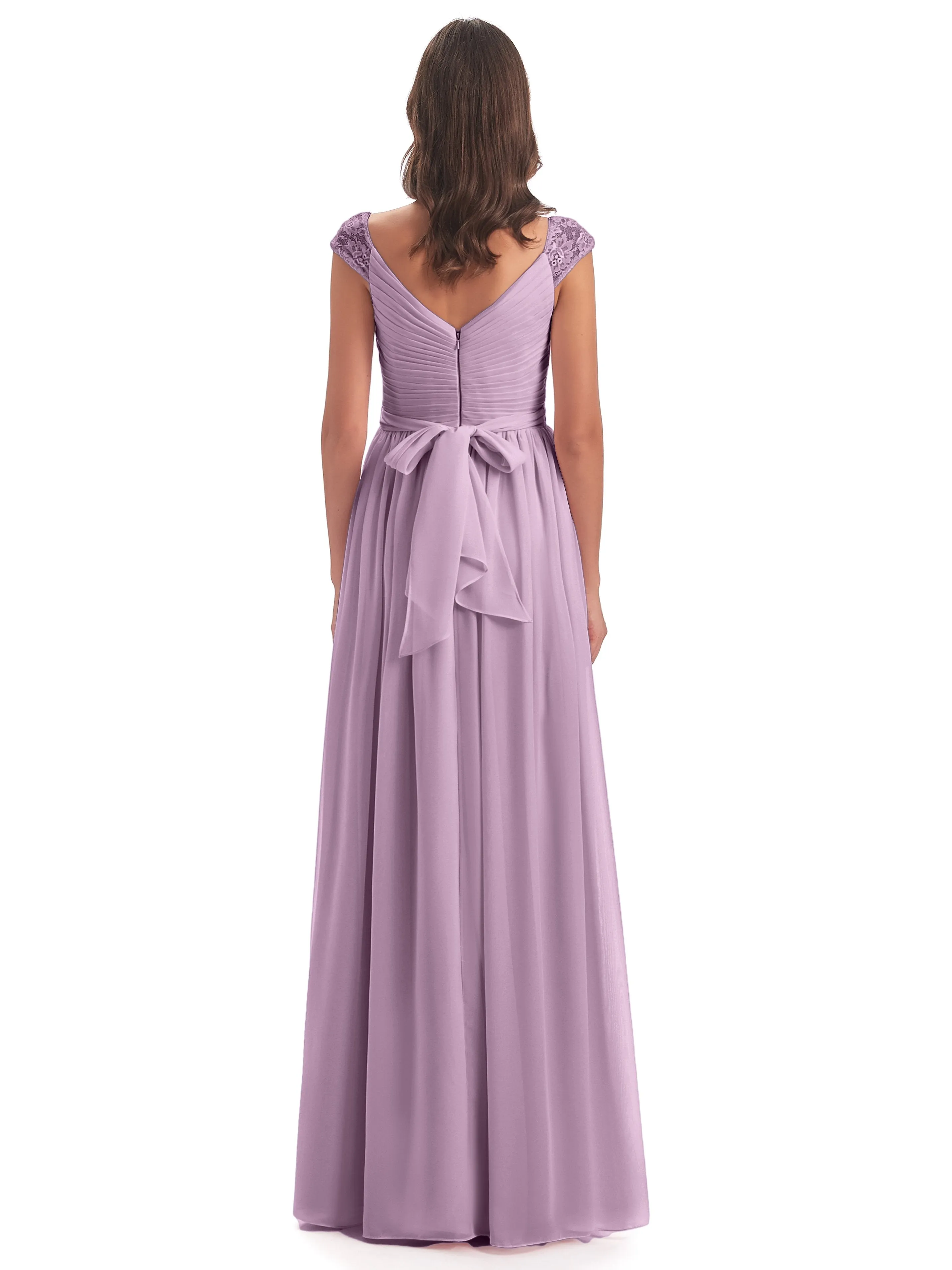 Ivy Charming Cap Sleeves Floor Length Bridesmaid Dresses