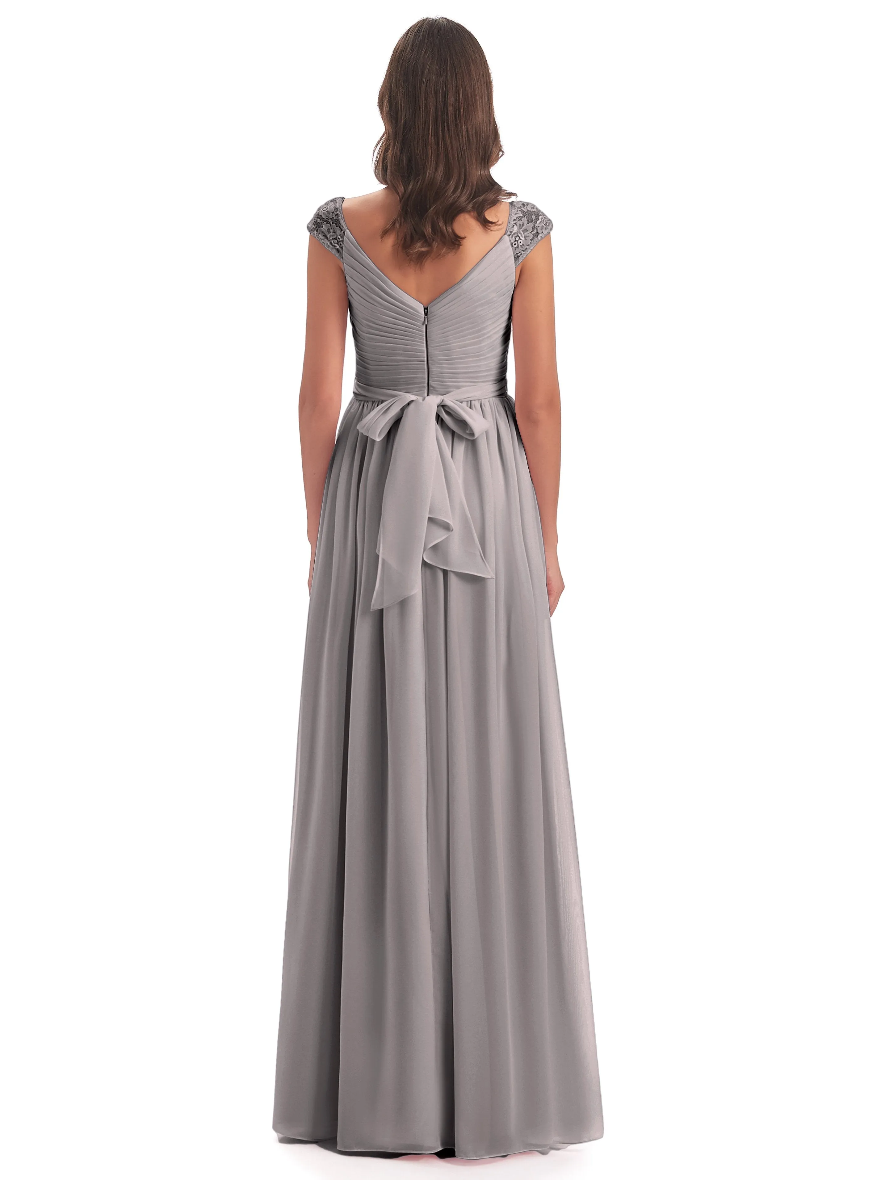 Ivy Charming Cap Sleeves Floor Length Bridesmaid Dresses