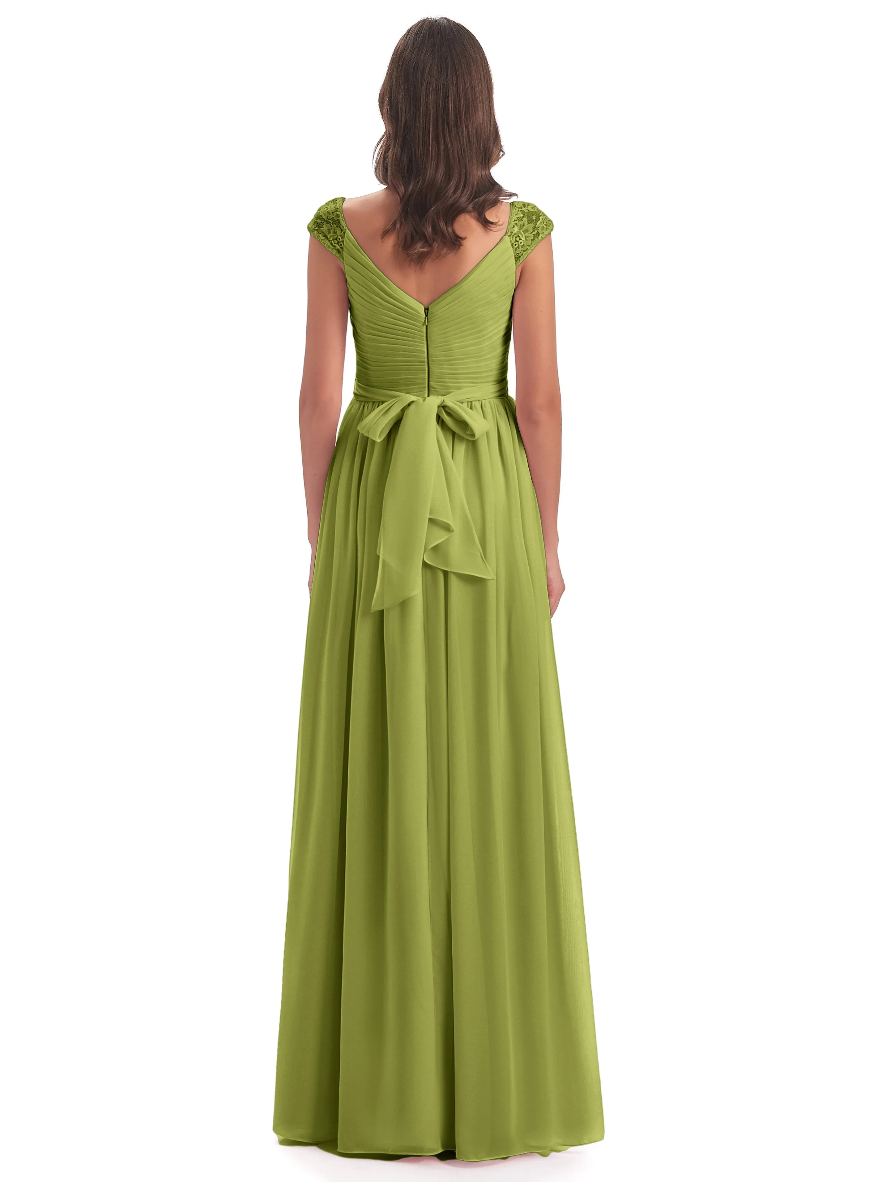 Ivy Charming Cap Sleeves Floor Length Bridesmaid Dresses