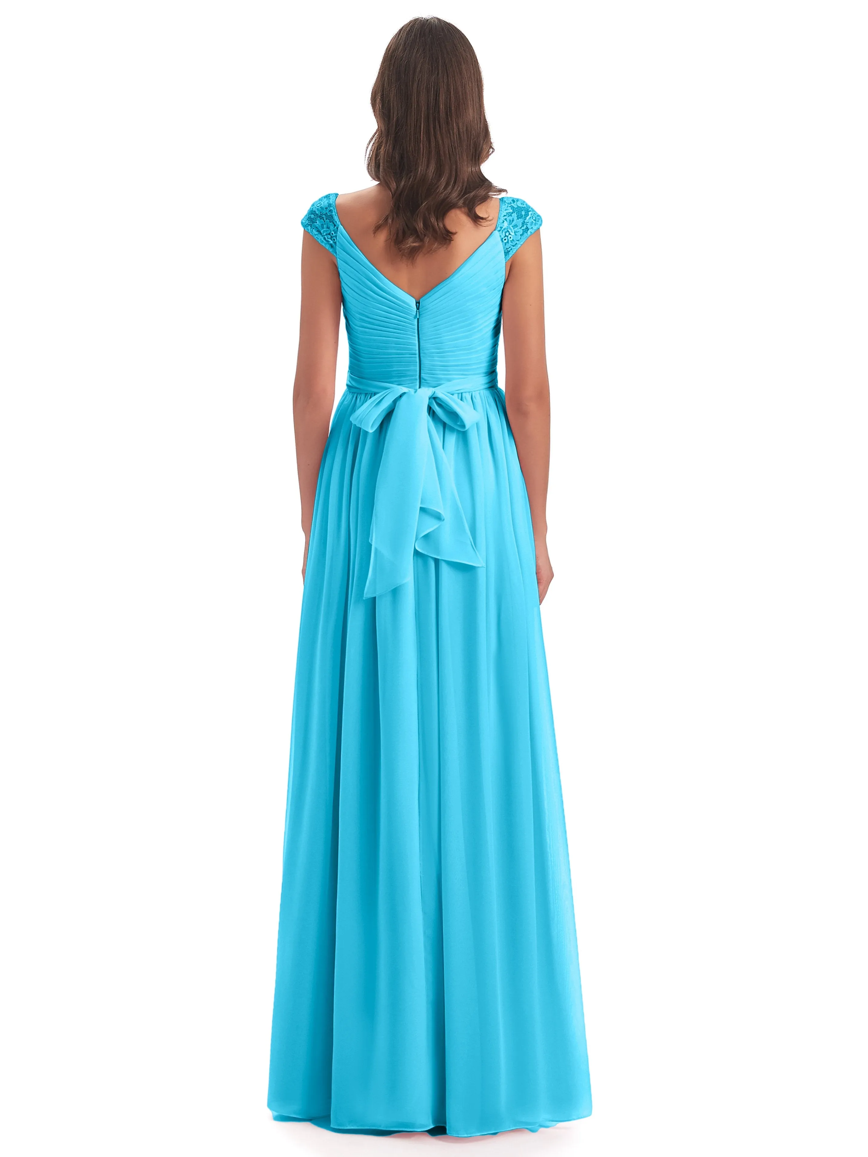 Ivy Charming Cap Sleeves Floor Length Bridesmaid Dresses