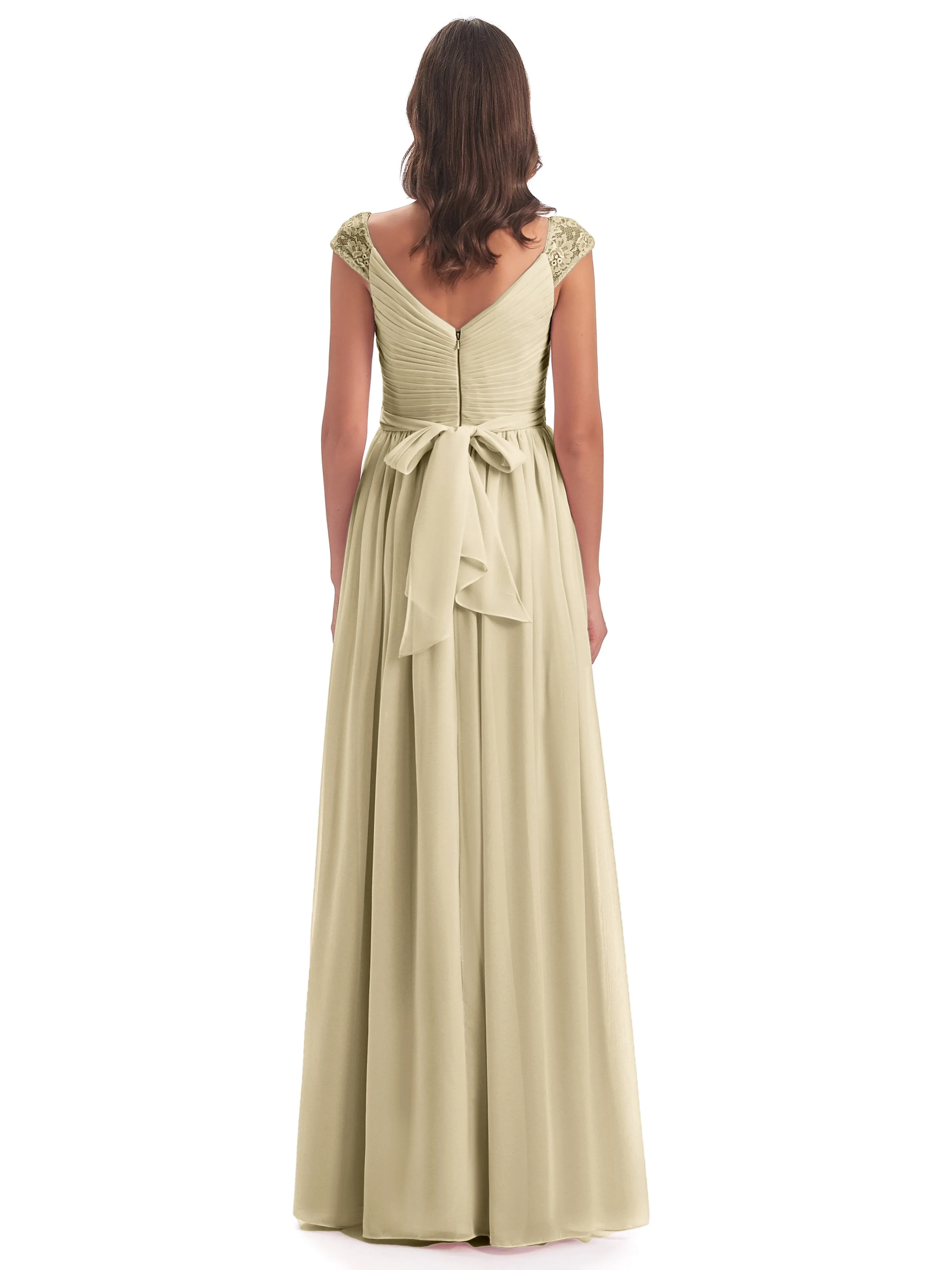 Ivy Charming Cap Sleeves Floor Length Bridesmaid Dresses