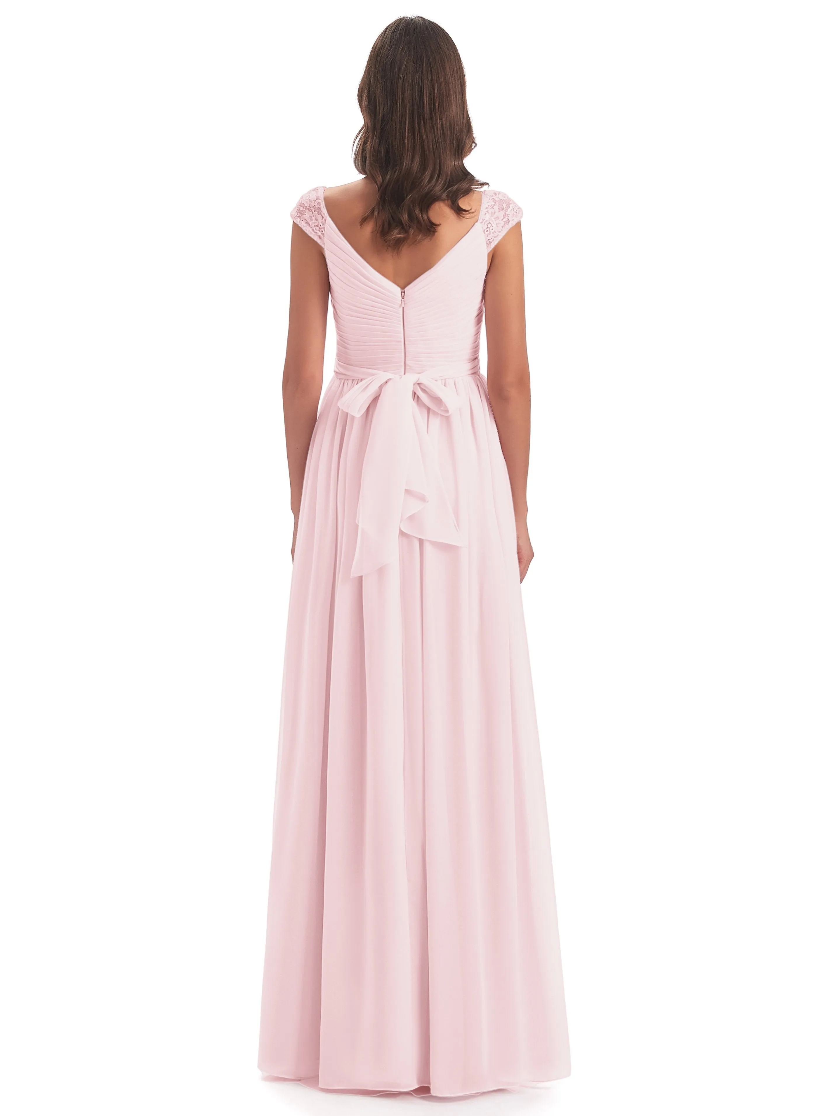 Ivy Charming Cap Sleeves Floor Length Bridesmaid Dresses