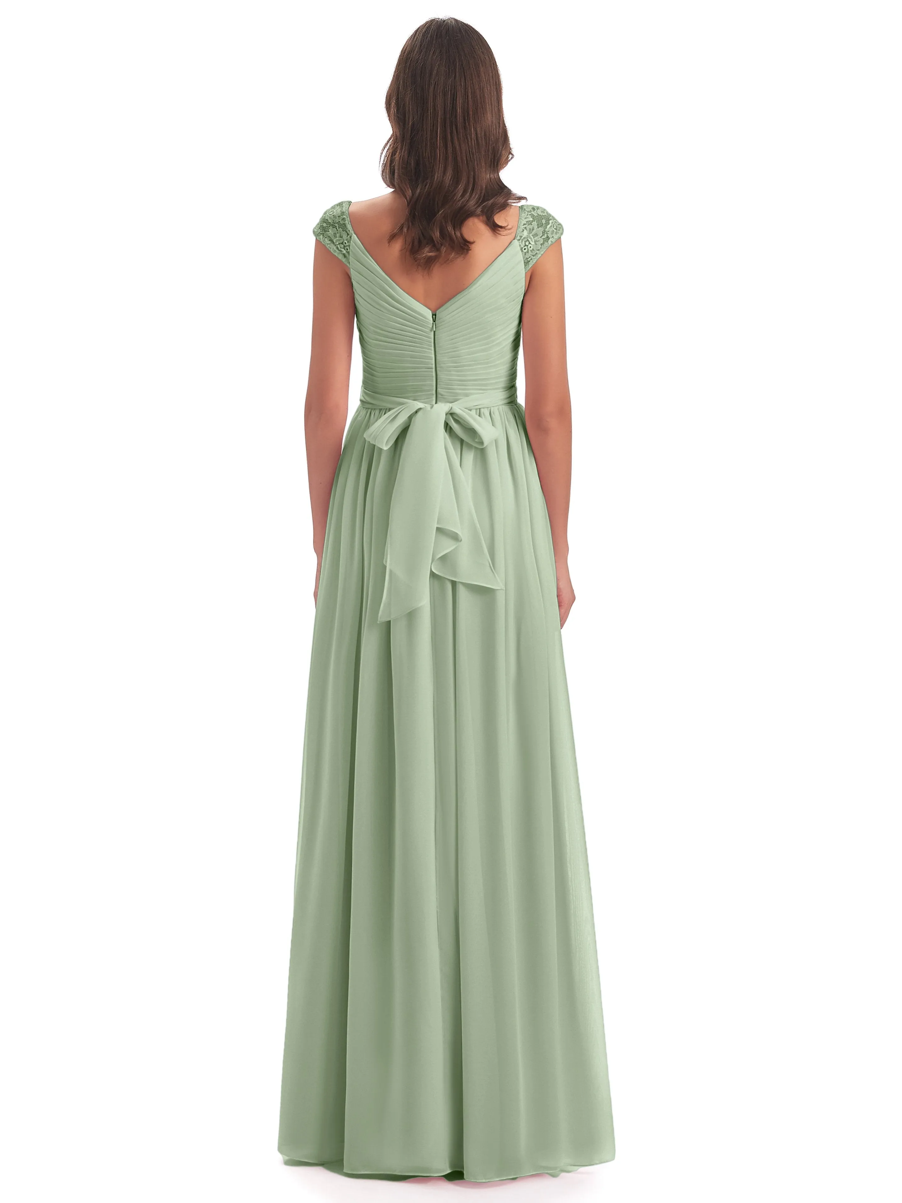 Ivy Charming Cap Sleeves Floor Length Bridesmaid Dresses