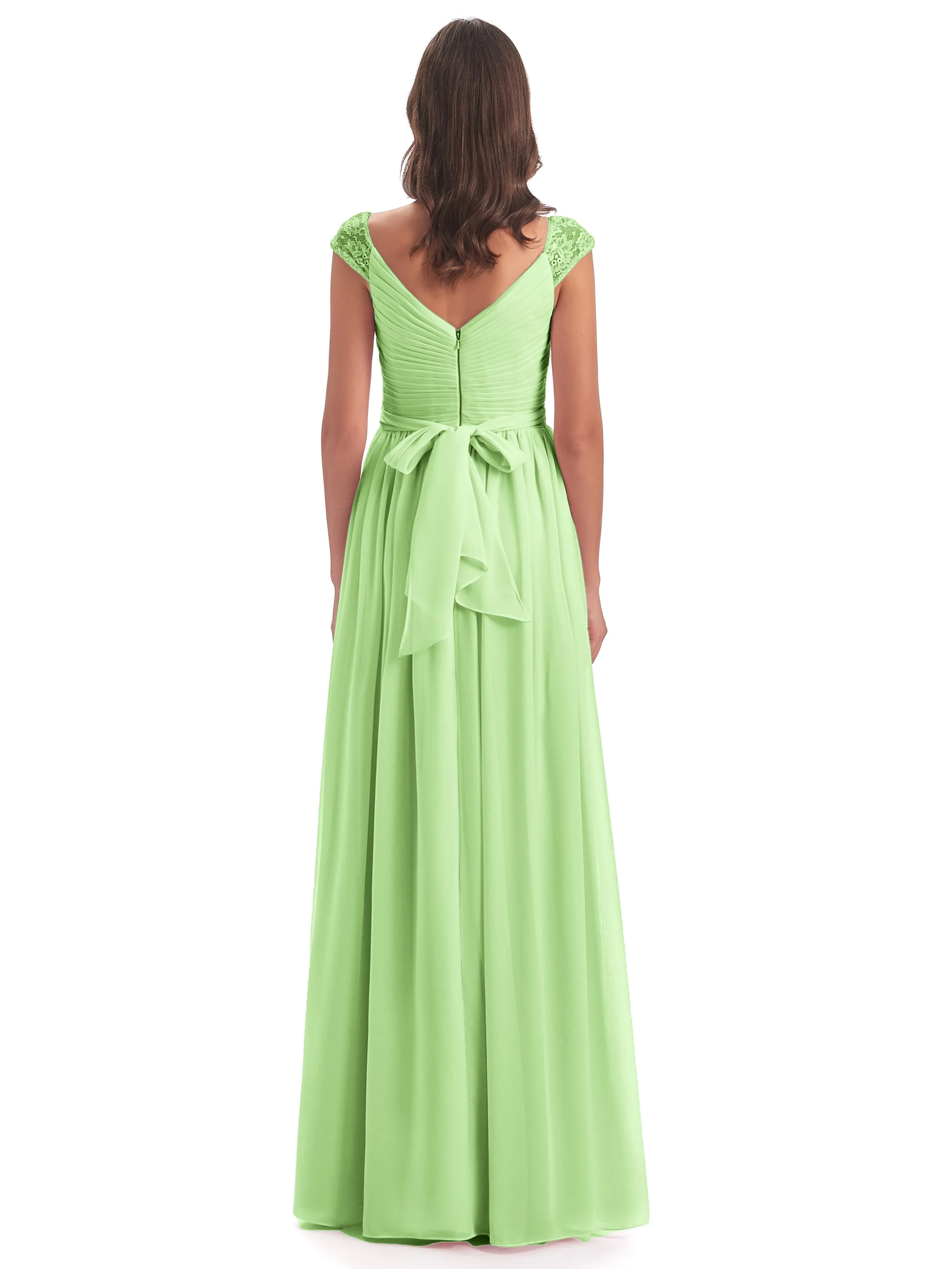 Ivy Charming Cap Sleeves Floor Length Bridesmaid Dresses