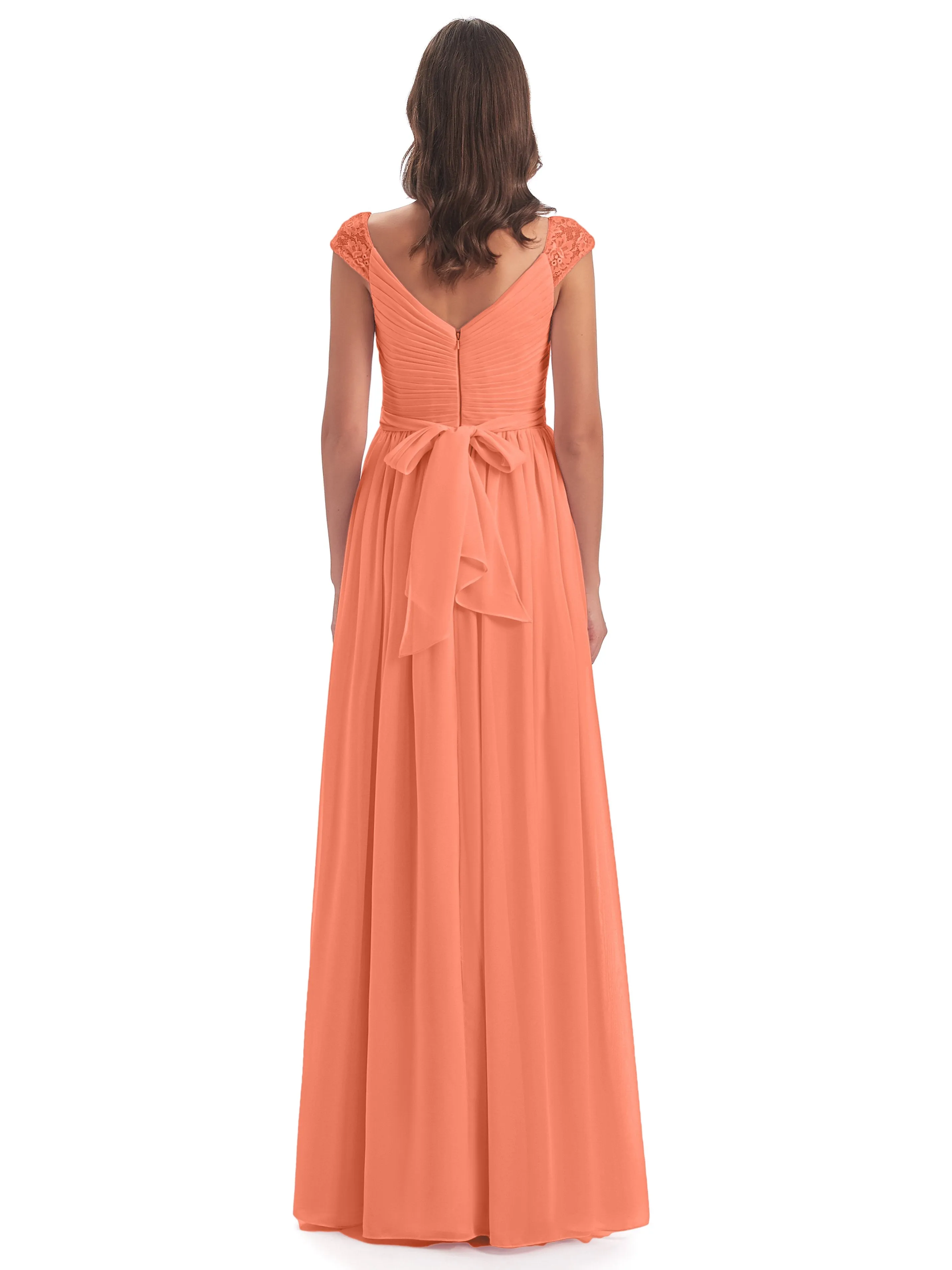 Ivy Charming Cap Sleeves Floor Length Bridesmaid Dresses