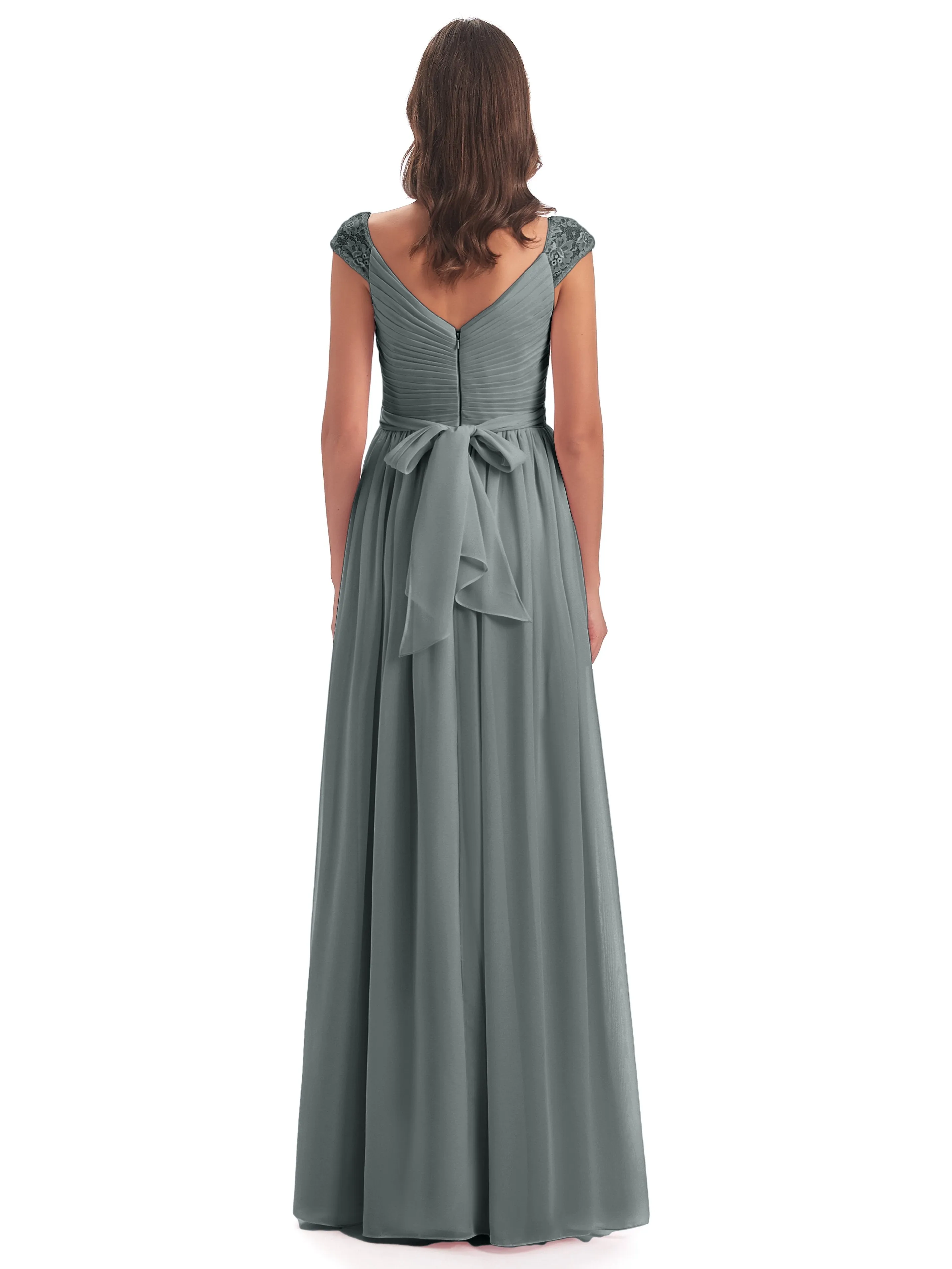 Ivy Charming Cap Sleeves Floor Length Bridesmaid Dresses