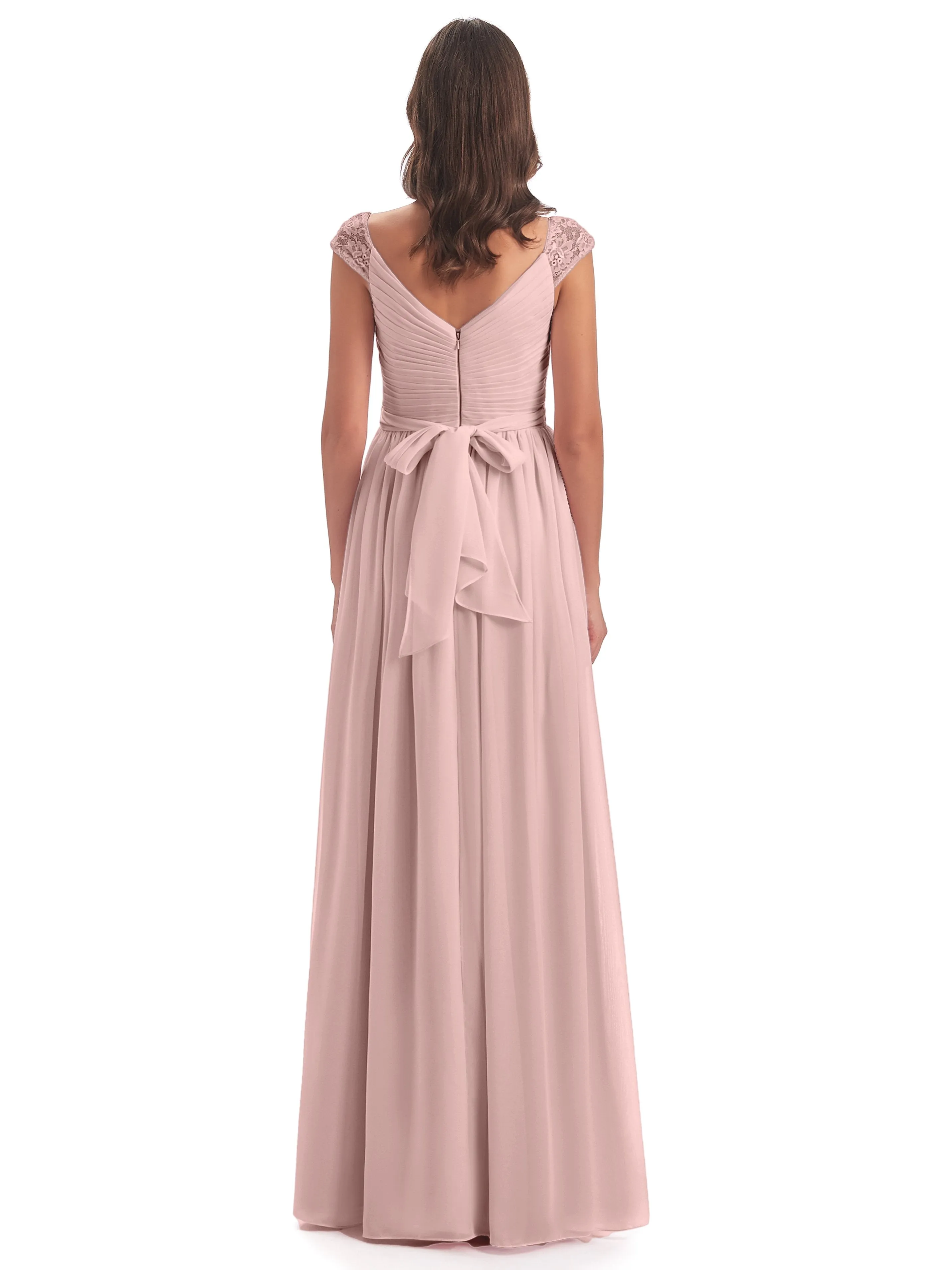 Ivy Charming Cap Sleeves Floor Length Bridesmaid Dresses