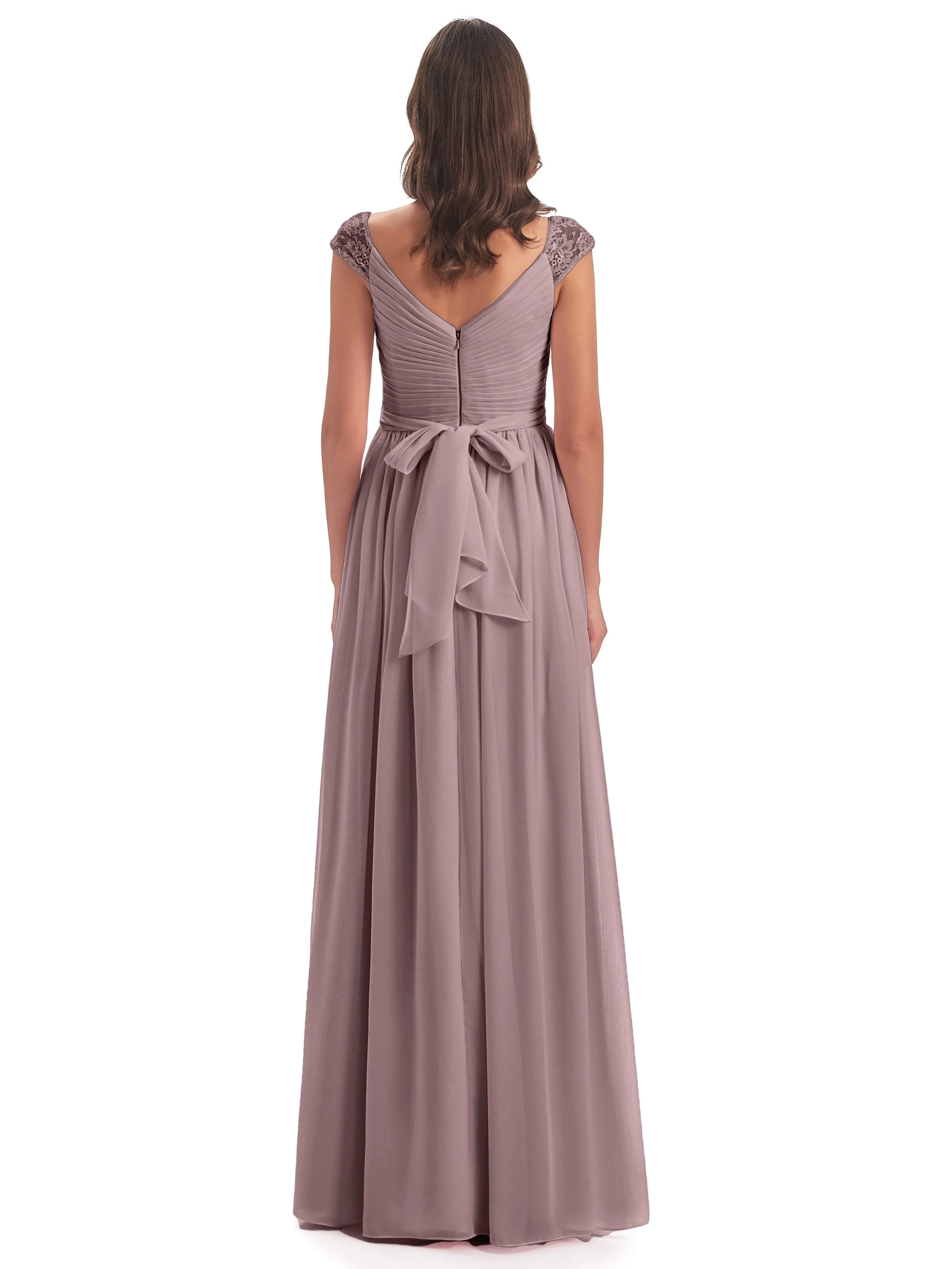 Ivy Charming Cap Sleeves Floor Length Bridesmaid Dresses