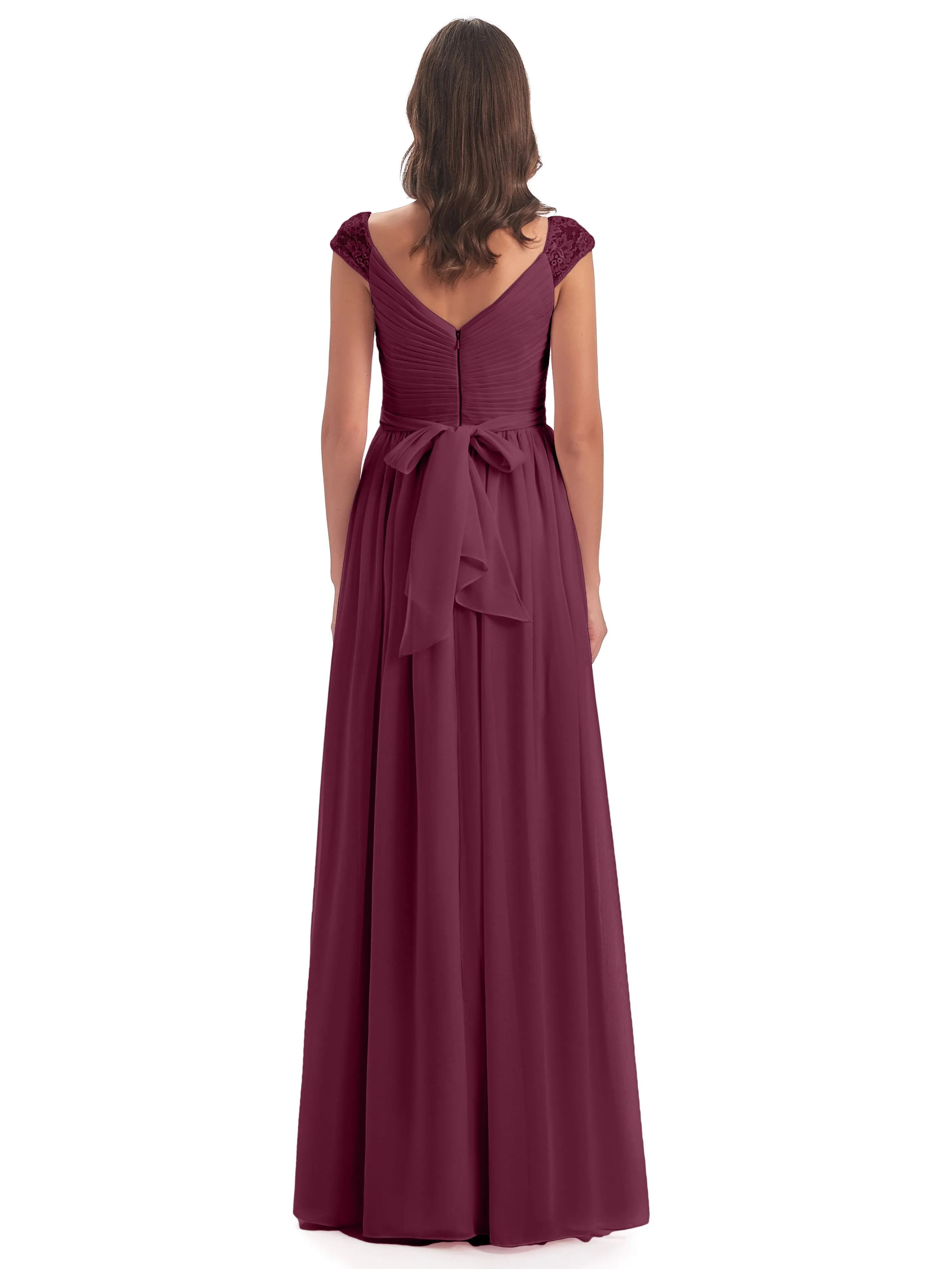 Ivy Charming Cap Sleeves Floor Length Bridesmaid Dresses