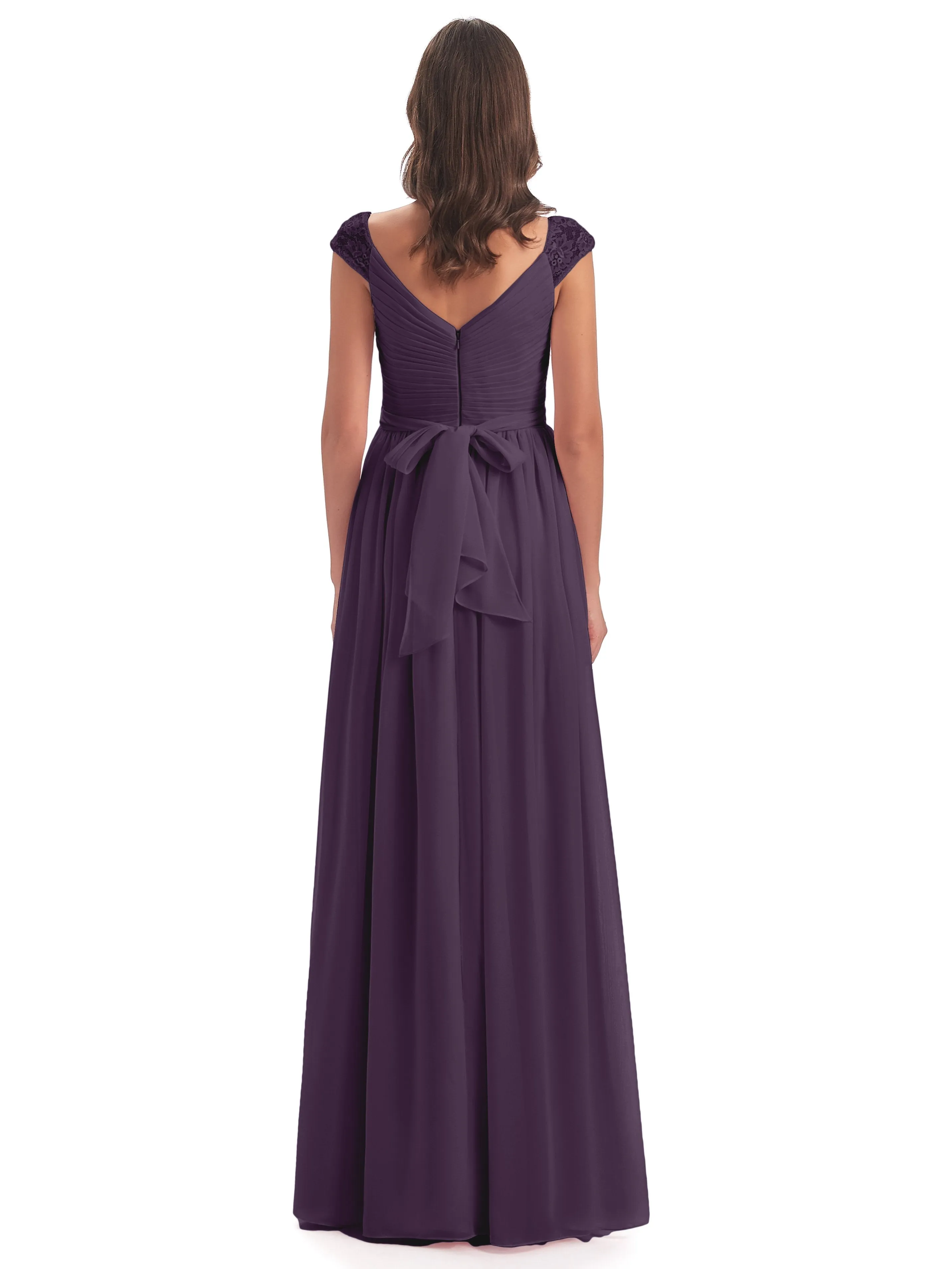 Ivy Charming Cap Sleeves Floor Length Bridesmaid Dresses