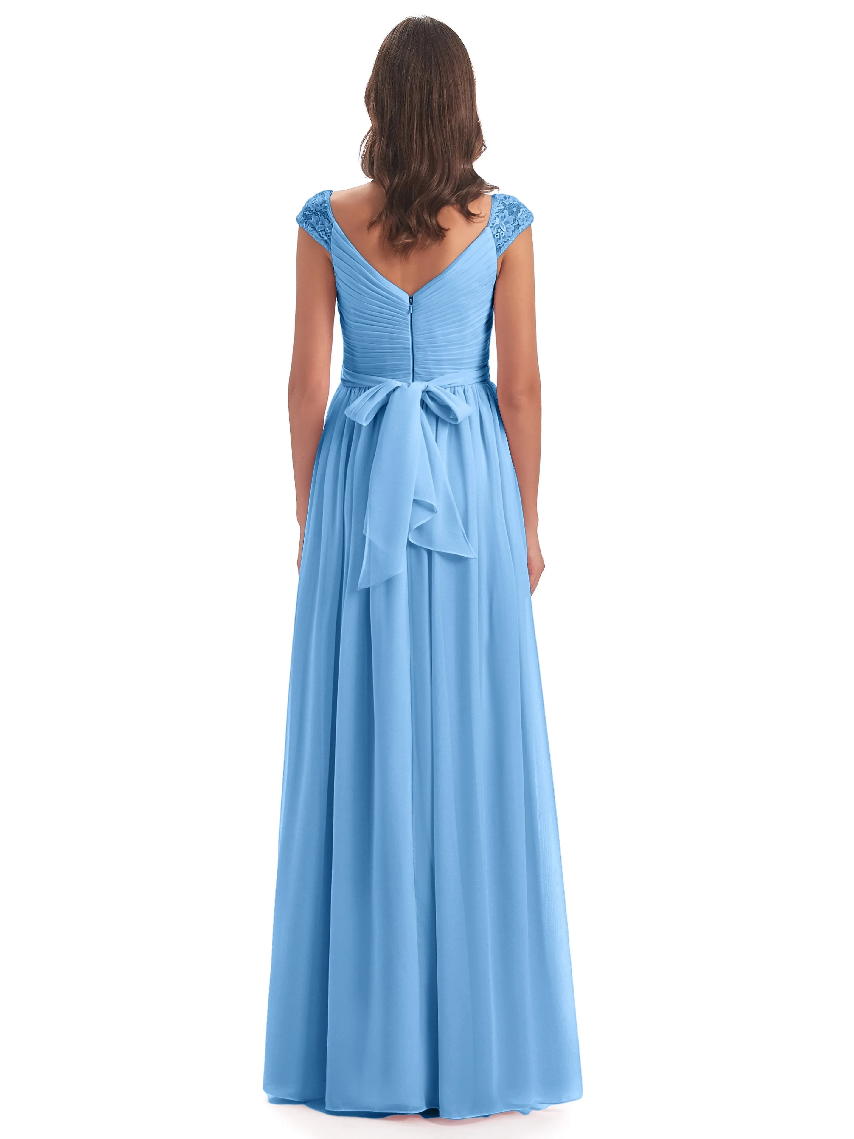 Ivy Charming Cap Sleeves Floor Length Bridesmaid Dresses