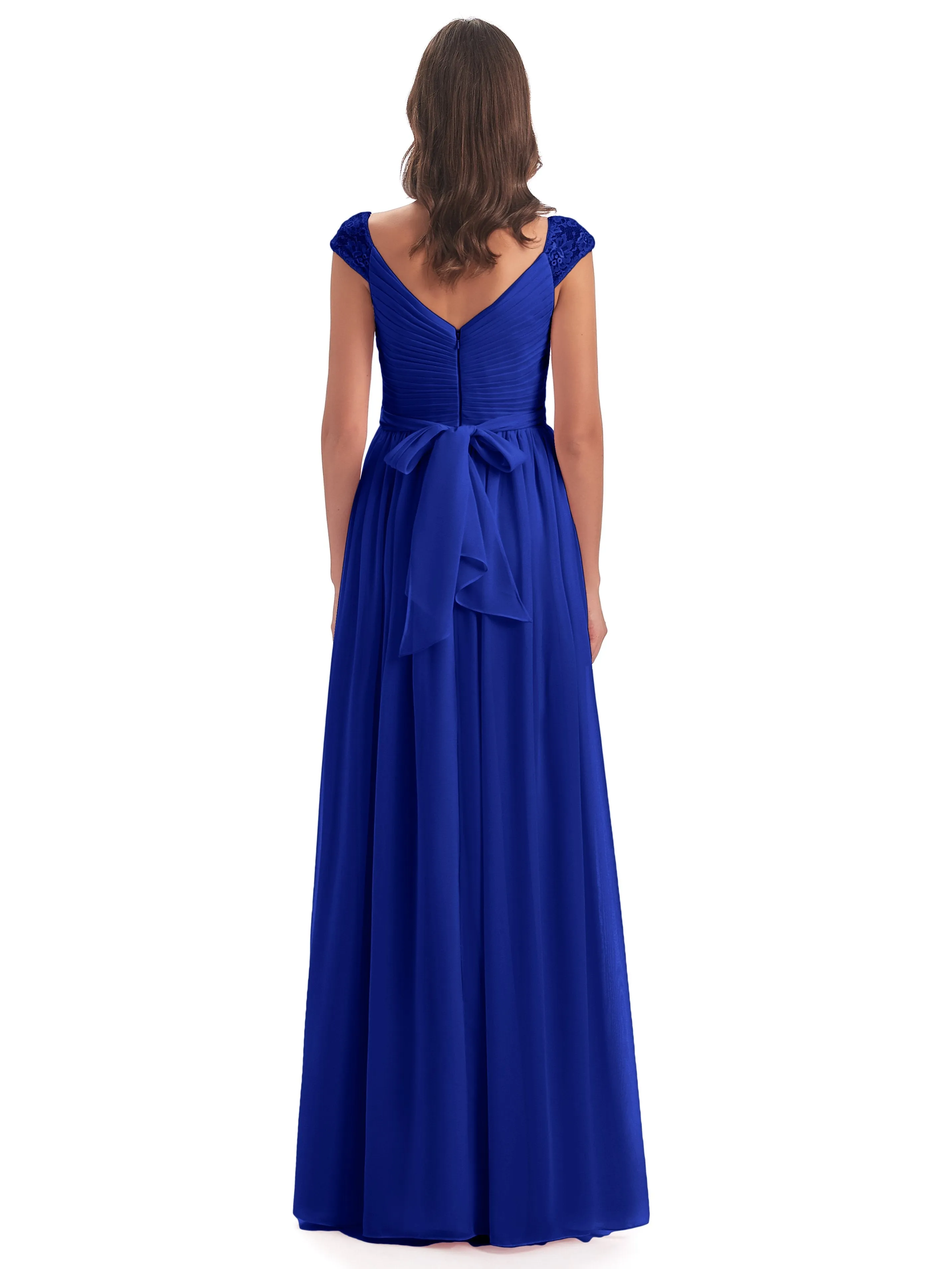 Ivy Charming Cap Sleeves Floor Length Bridesmaid Dresses