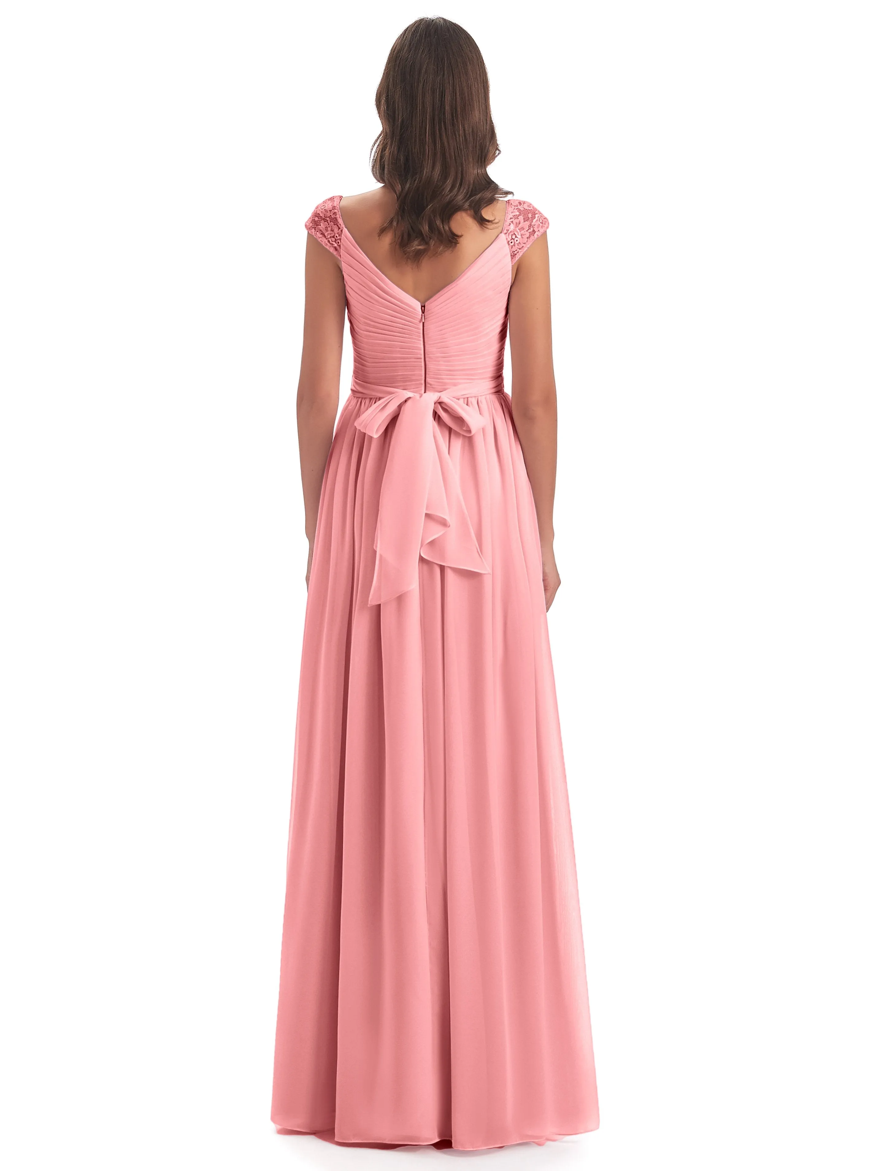 Ivy Charming Cap Sleeves Floor Length Bridesmaid Dresses